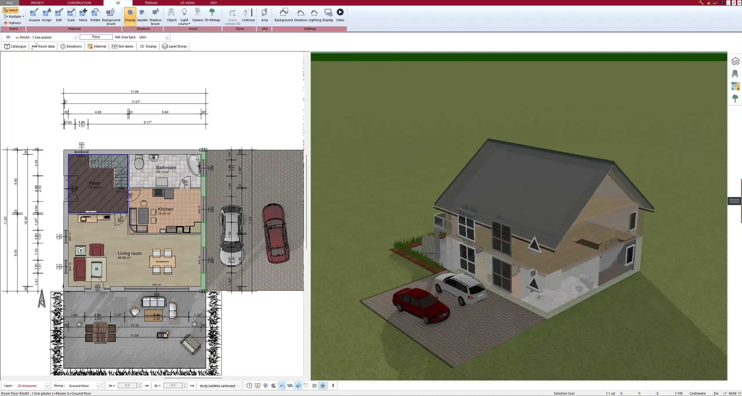 Country house floor plan created with Plan7Architect in 2D view