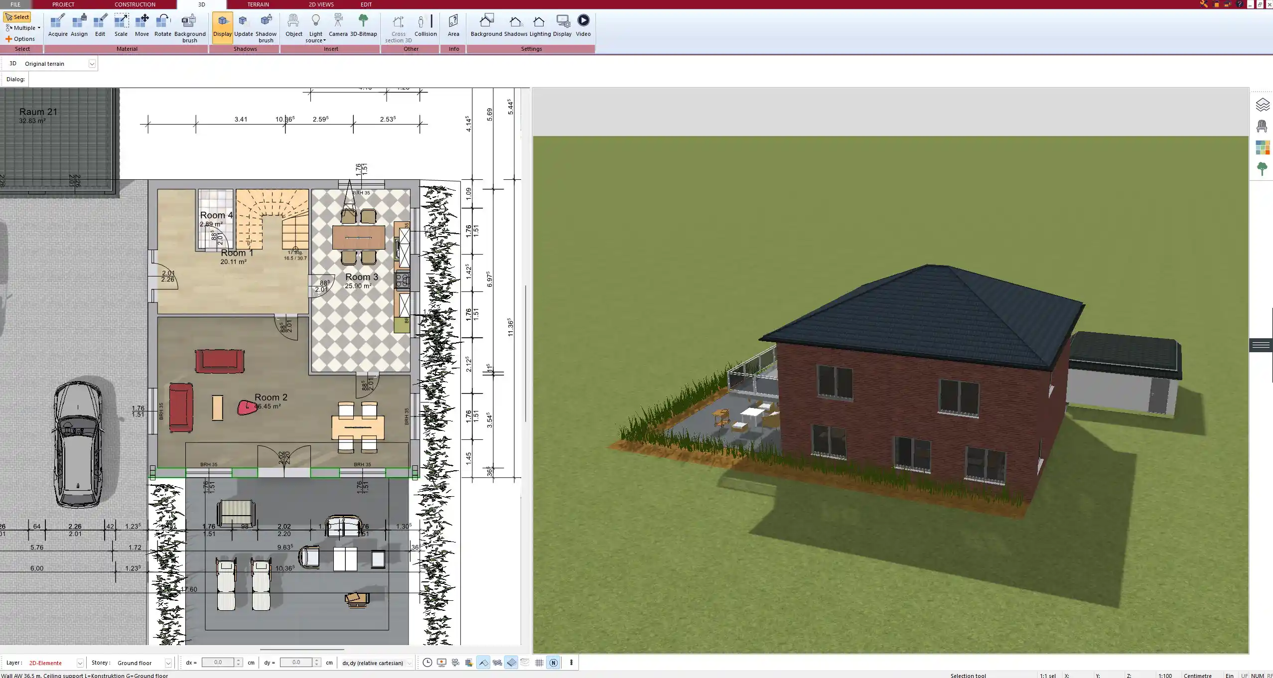 Created with Plan7Architect 3D view of an energy-efficient home design with optimized window placement