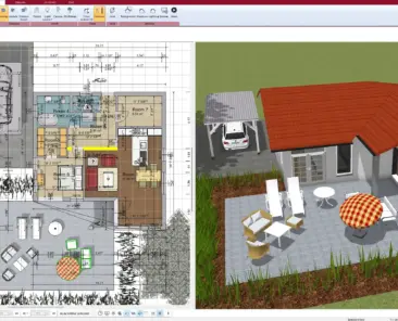 Cube house floor plan created in 2D view using Plan7Architect