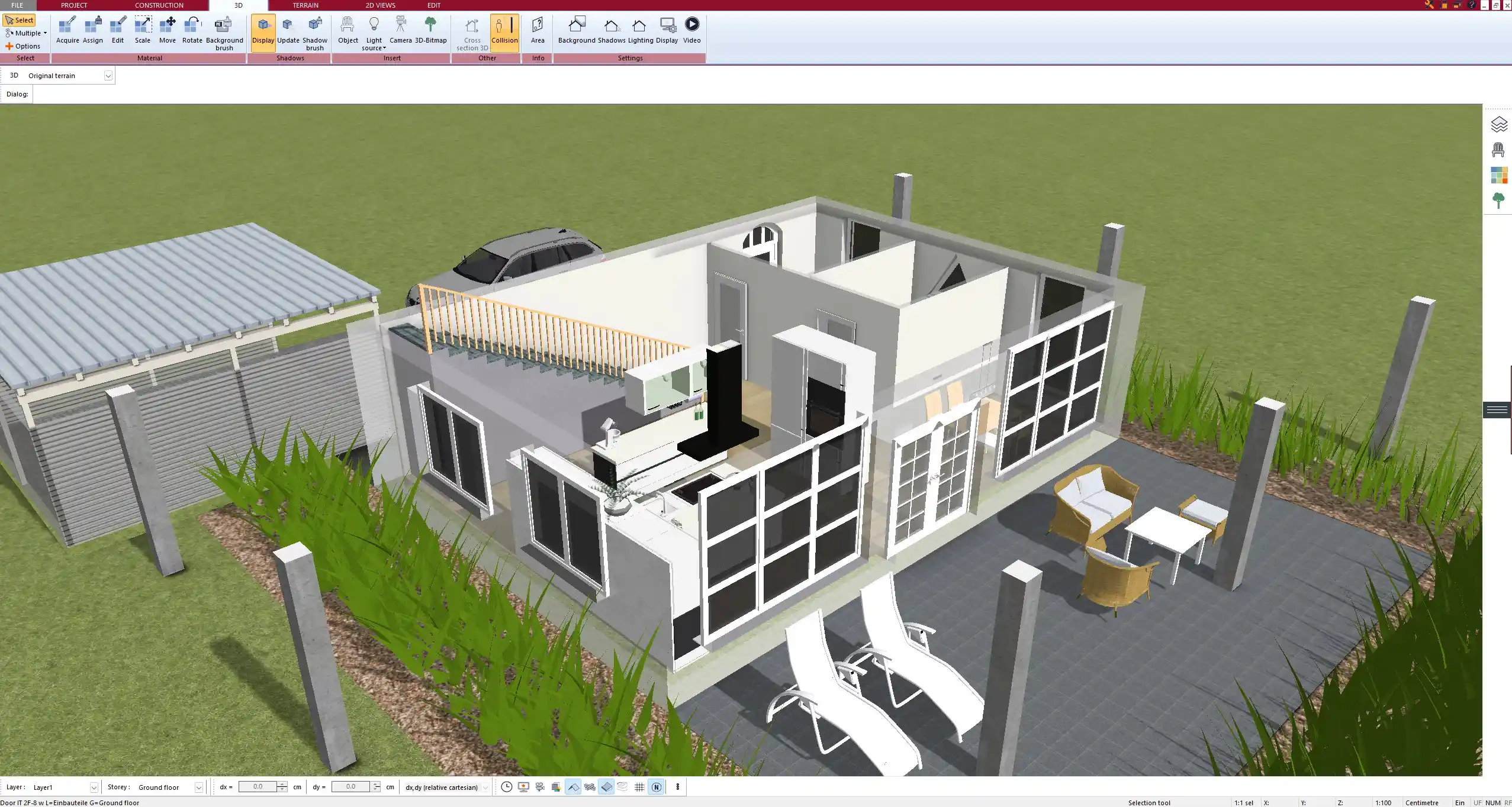 Custom floor plan of a 20x60 meter riding arena created in Plan7Architect