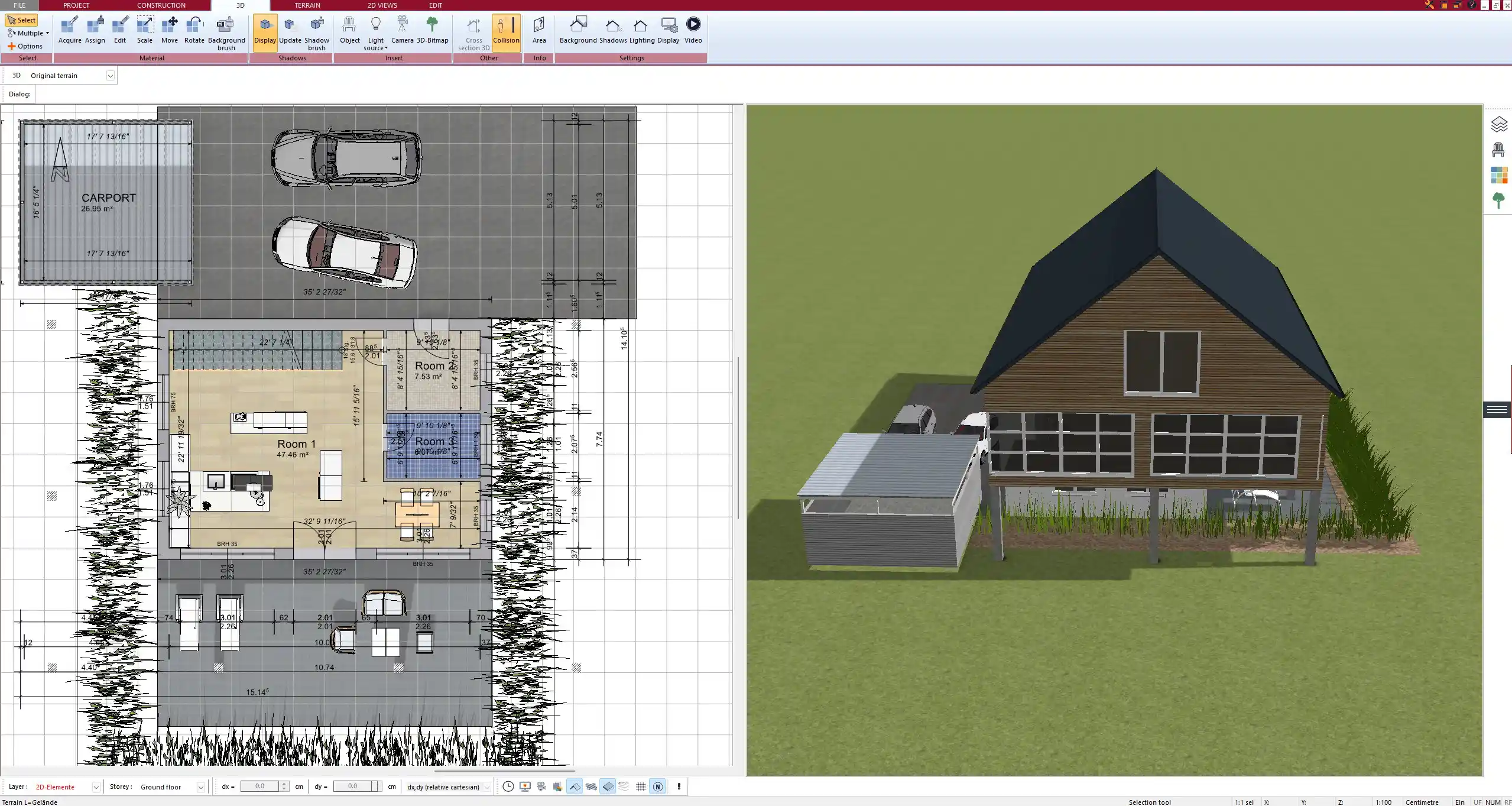 Custom roof and ventilation system configuration – visualized with Plan7Architect