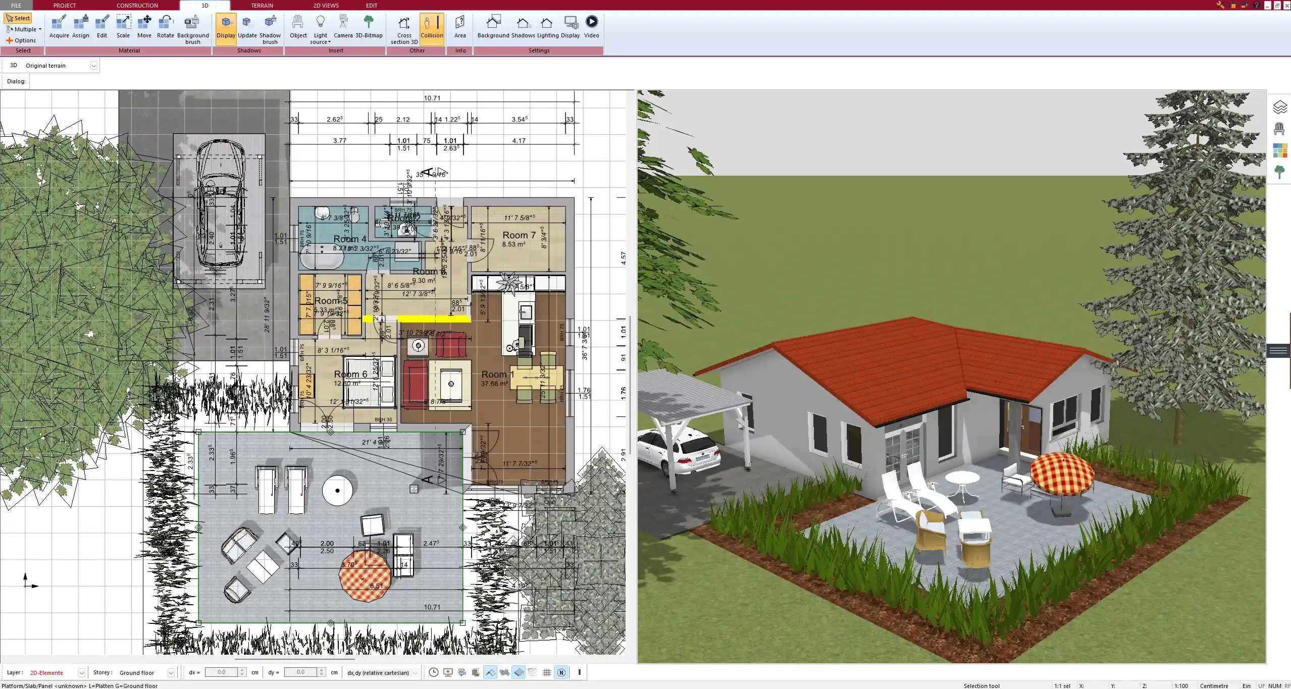 Customizing wall dimensions and layout for a prefab unit in Plan7Architect