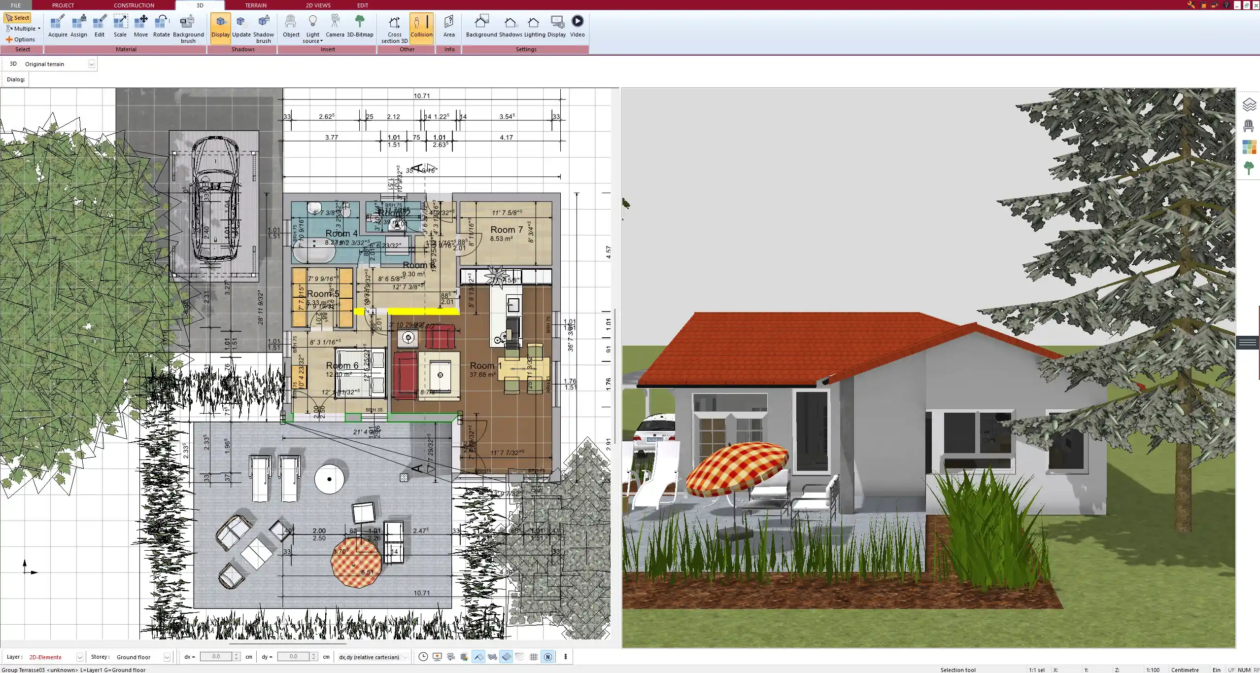Daylight simulation in Plan7Architect – showcasing how sunlight enters the atrium from different angles