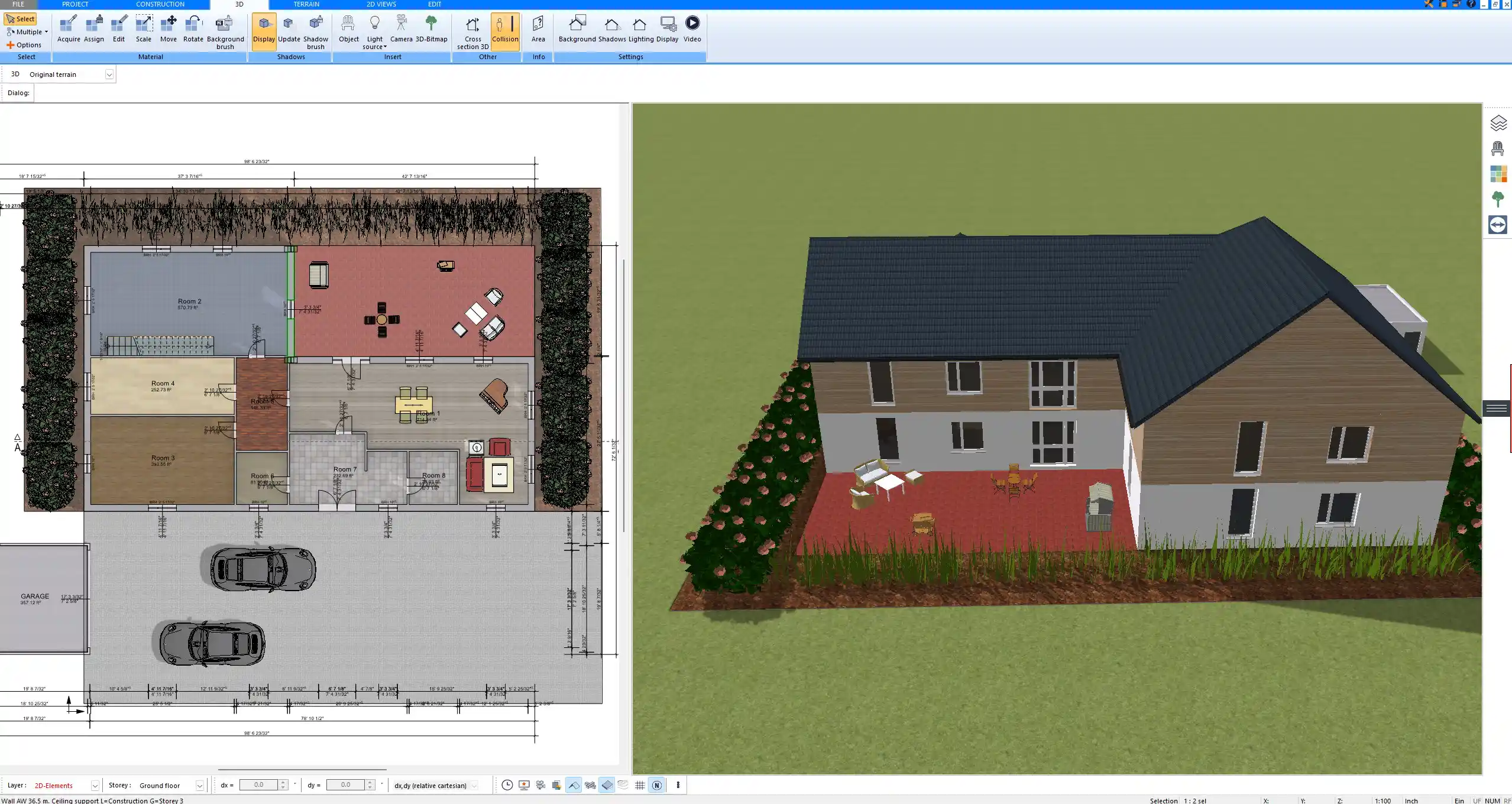Detailed 2D floor plan showing smart layout for reduced energy loss – created using Plan7Architect