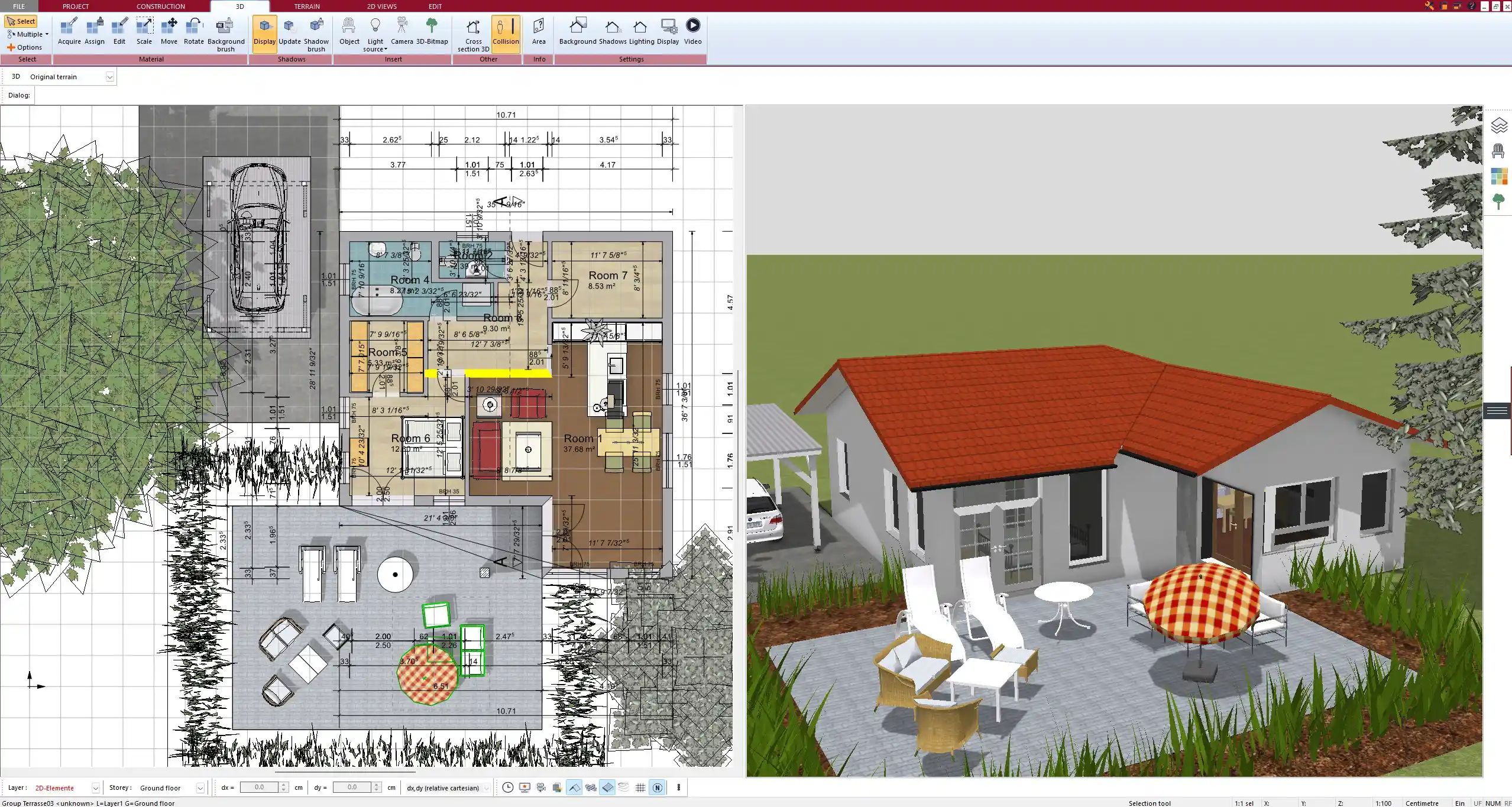 Detailed roof and exterior structure modeled in Plan7Architect