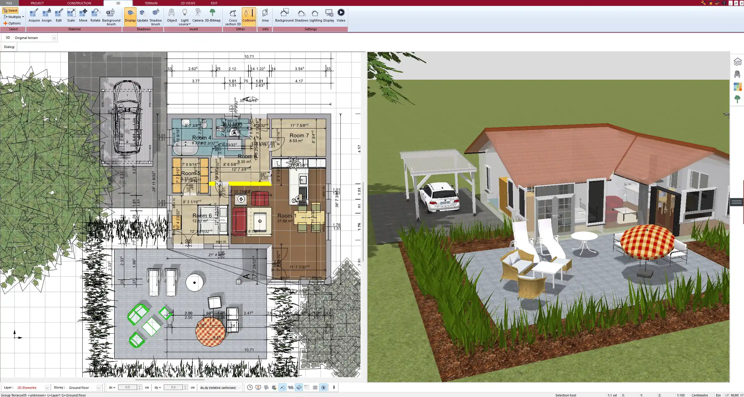 Detailed technical drawing of a mobile home floor plan made with Plan7Architect