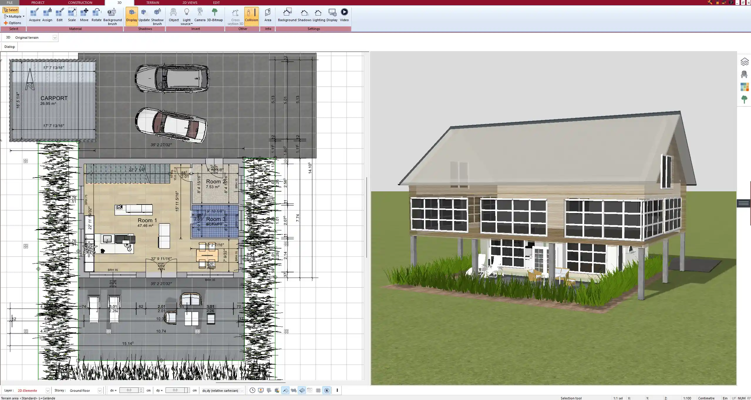 Detailed window and door placement in a prefab floor plan built with Plan7Architect