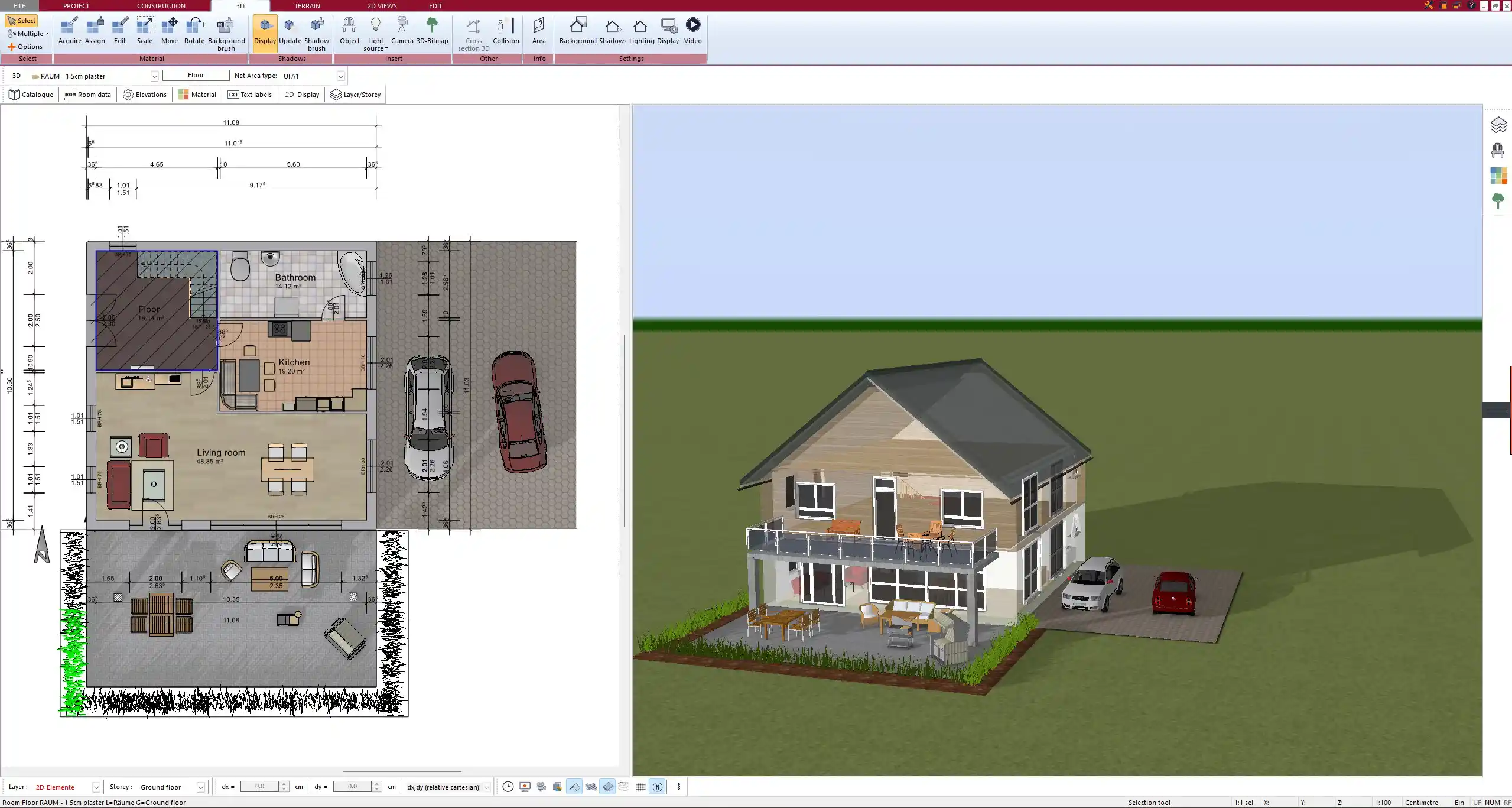 Example of a multigenerational floor plan designed with Plan7Architect – showing separate zones for privacy