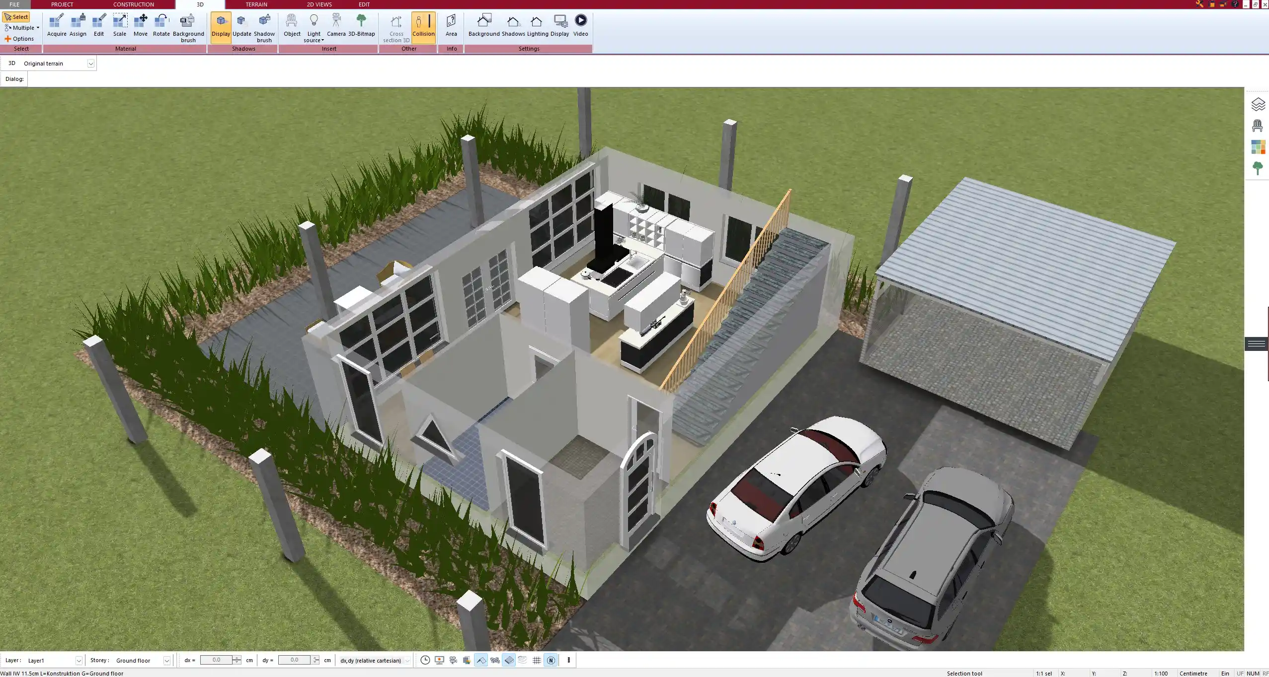 Export-ready building plan of a prefab house prepared with Plan7Architect