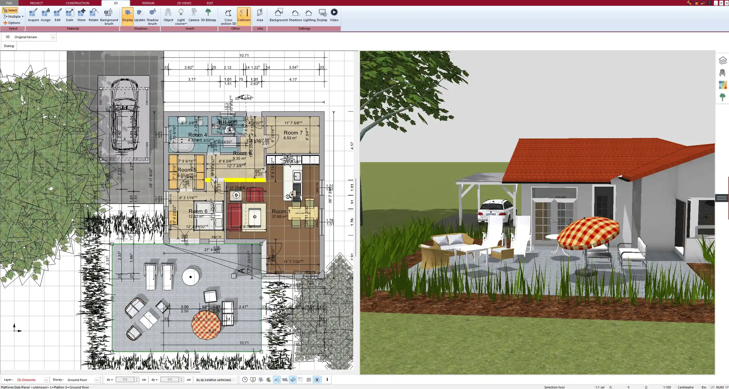 Export-ready construction plan including both units, made in Plan7Architect
