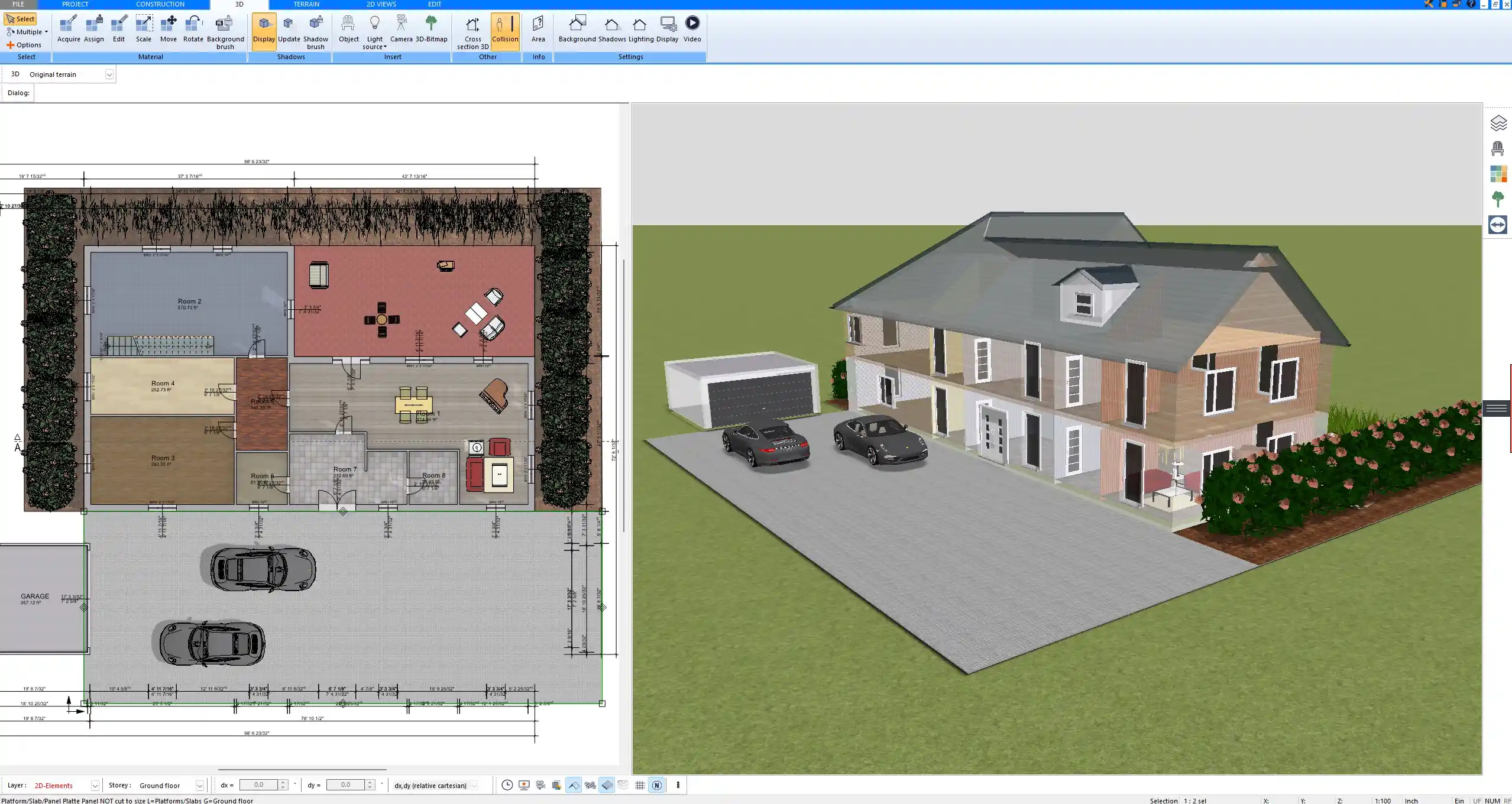 Exterior 3D render of a wooden chalet with balcony – created entirely in Plan7Architect