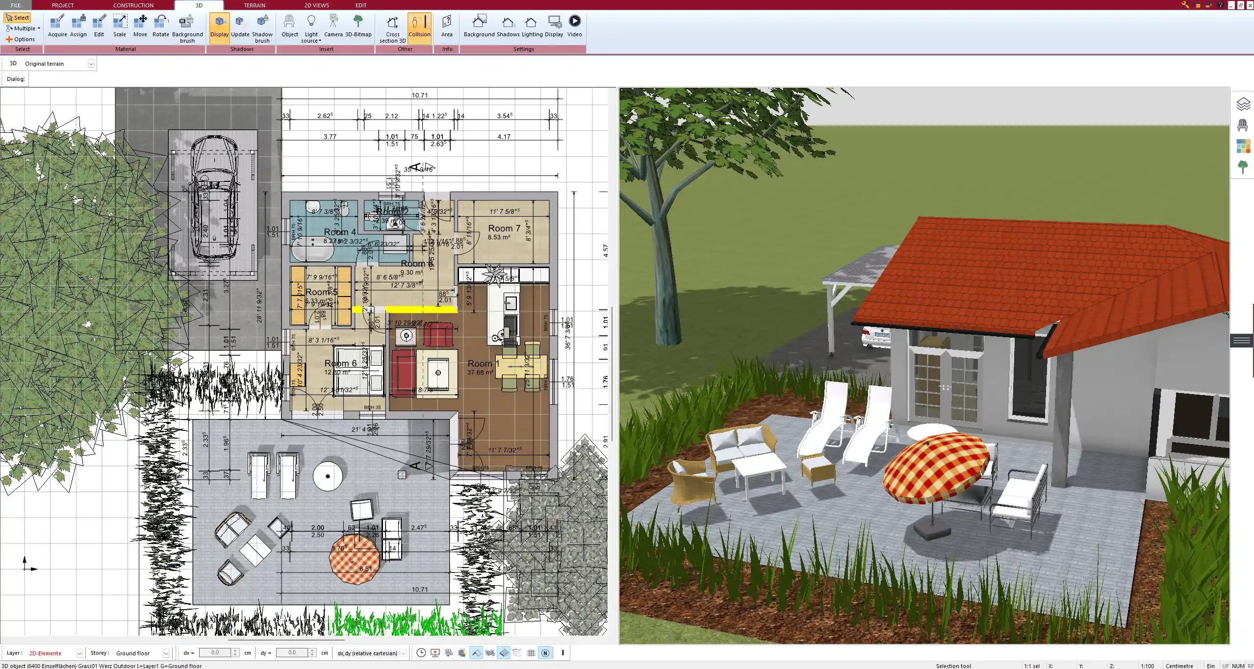 Exterior design of the show home including roof and terrace – modeled in Plan7Architect