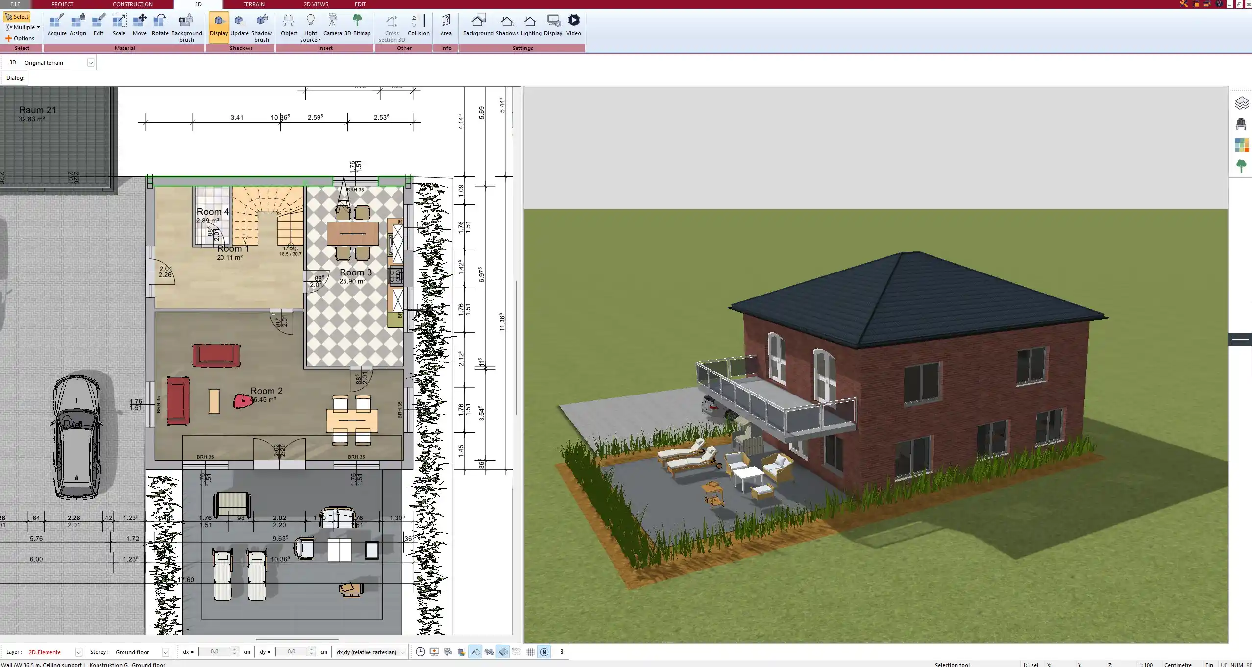 Floor plan created in Plan7Architect as the base for the section drawing