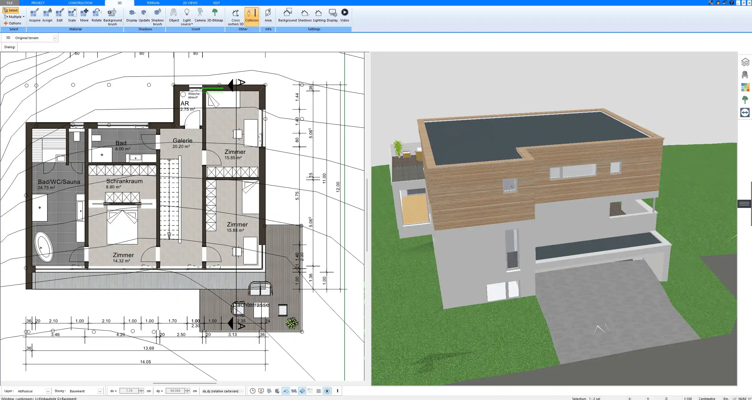 Floor plan created using Plan7Architect – precise 2D layout with wall and room dimensions