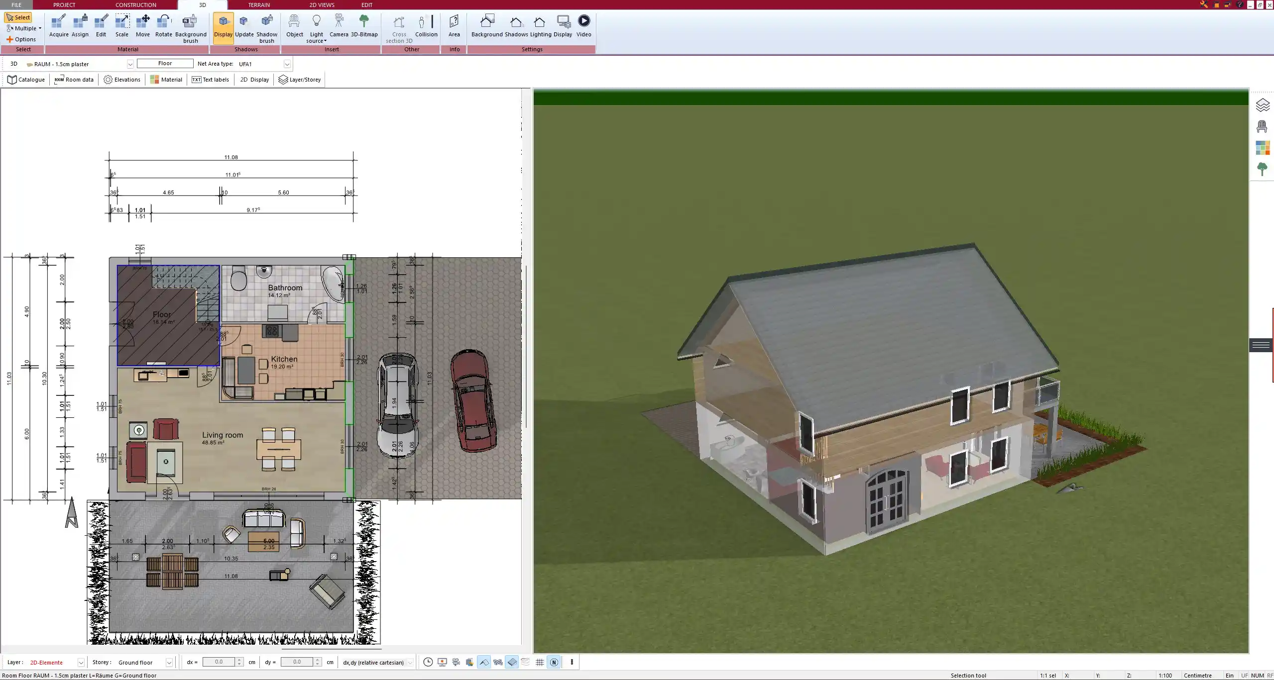 Floor plan created using Plan7Architect – precise wall dimensions and room layout shown