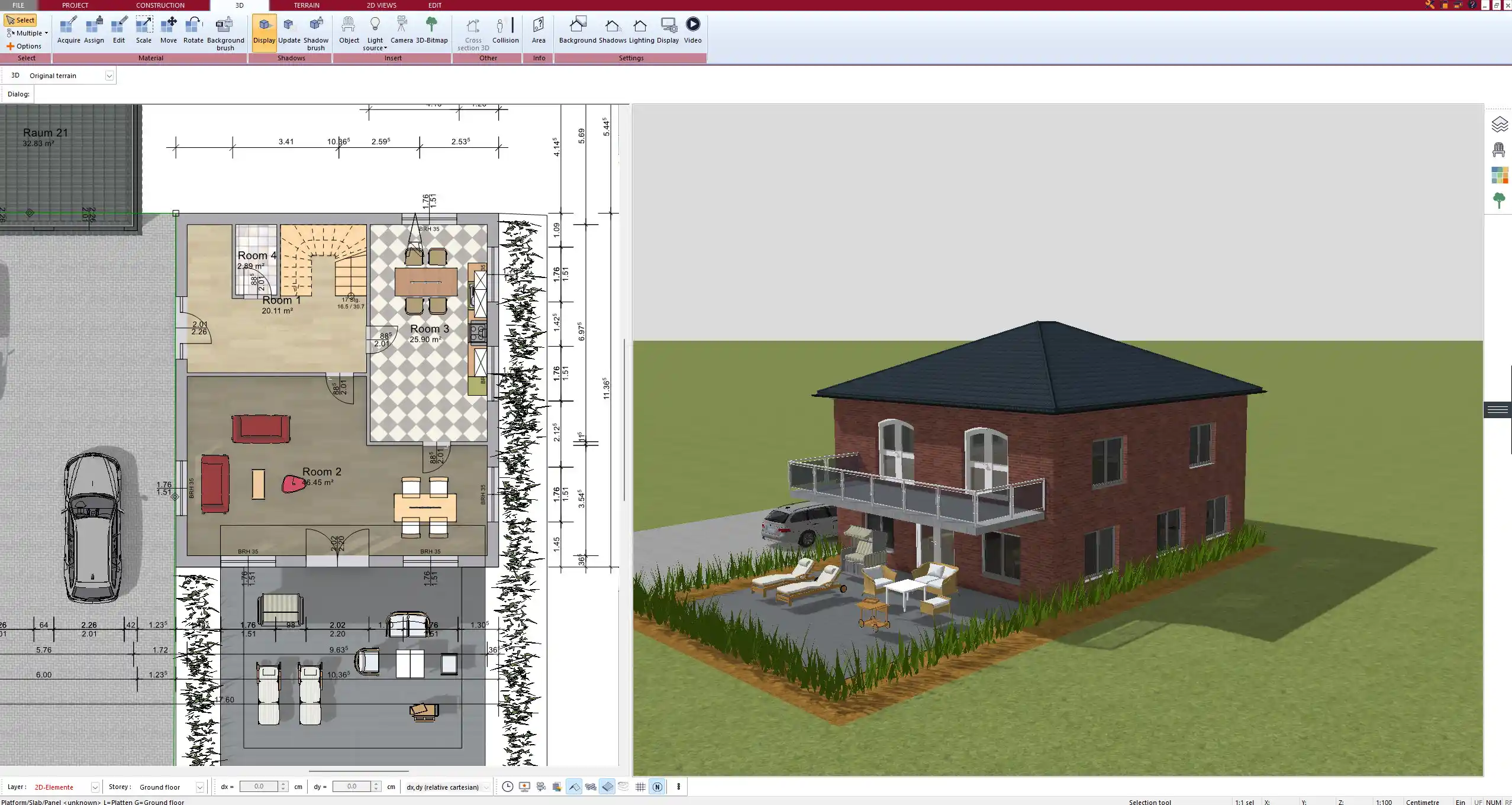 Floor plan layout of a Mediterranean-style house, created with Plan7Architect