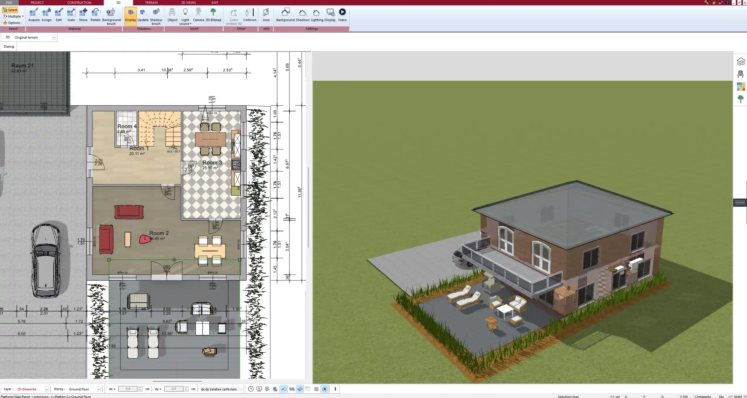 Floor plan layout of a kit house created with Plan7Architect in 2D view