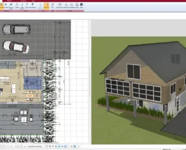 Floor plan of a house with attached garage – created in Plan7Architect