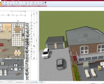 Floor plan of a solar house designed with Plan7Architect – south-facing windows and compact layout clearly visible