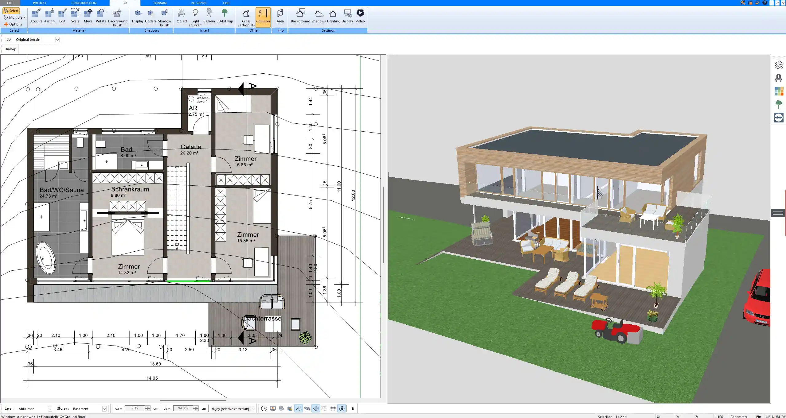 Floor plan of a solid house created with Plan7Architect – showing thick exterior walls for structural strength