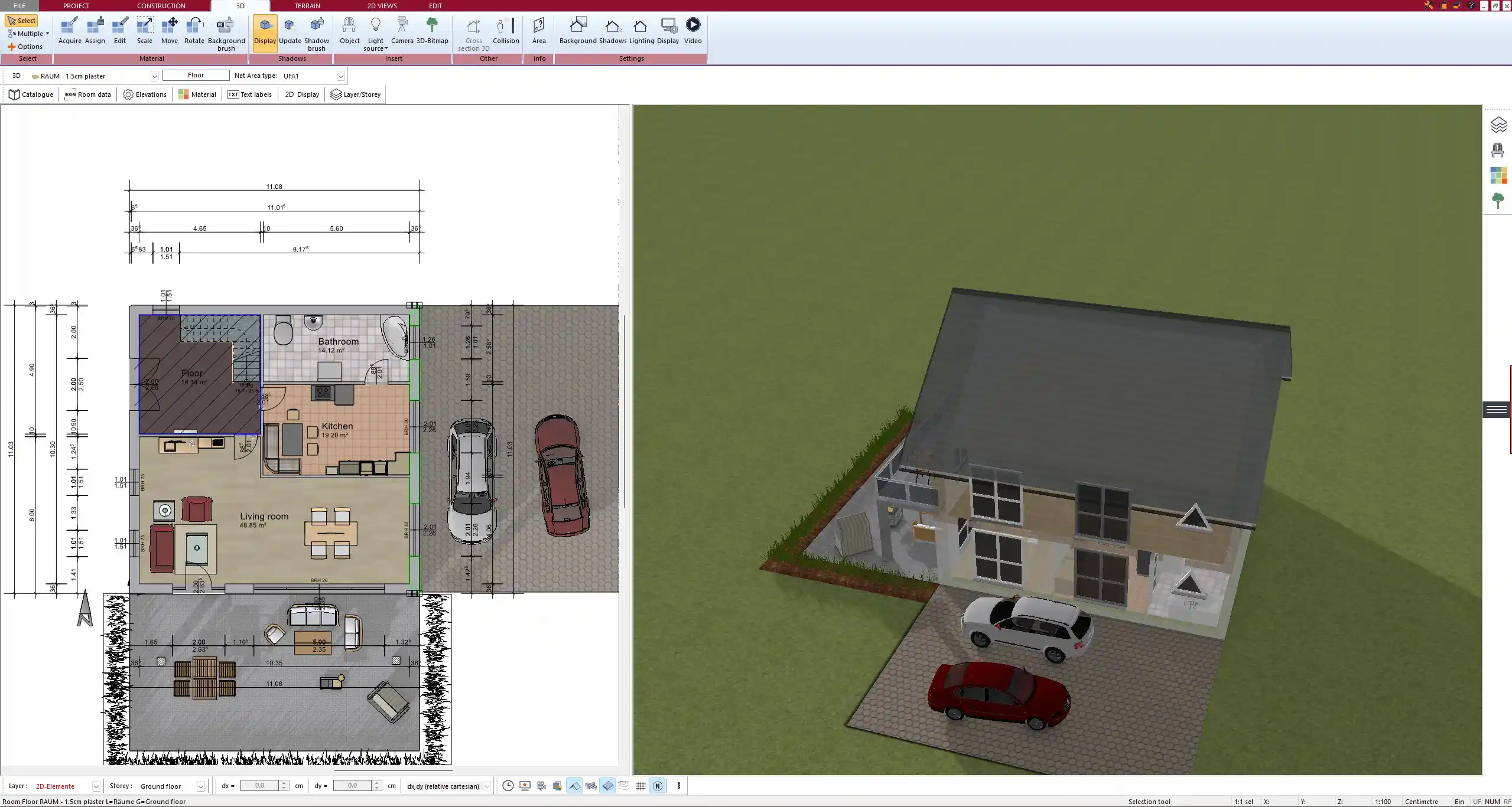 Floor plan of a tiny house created with Plan7Architect – compact layout with clear zoning