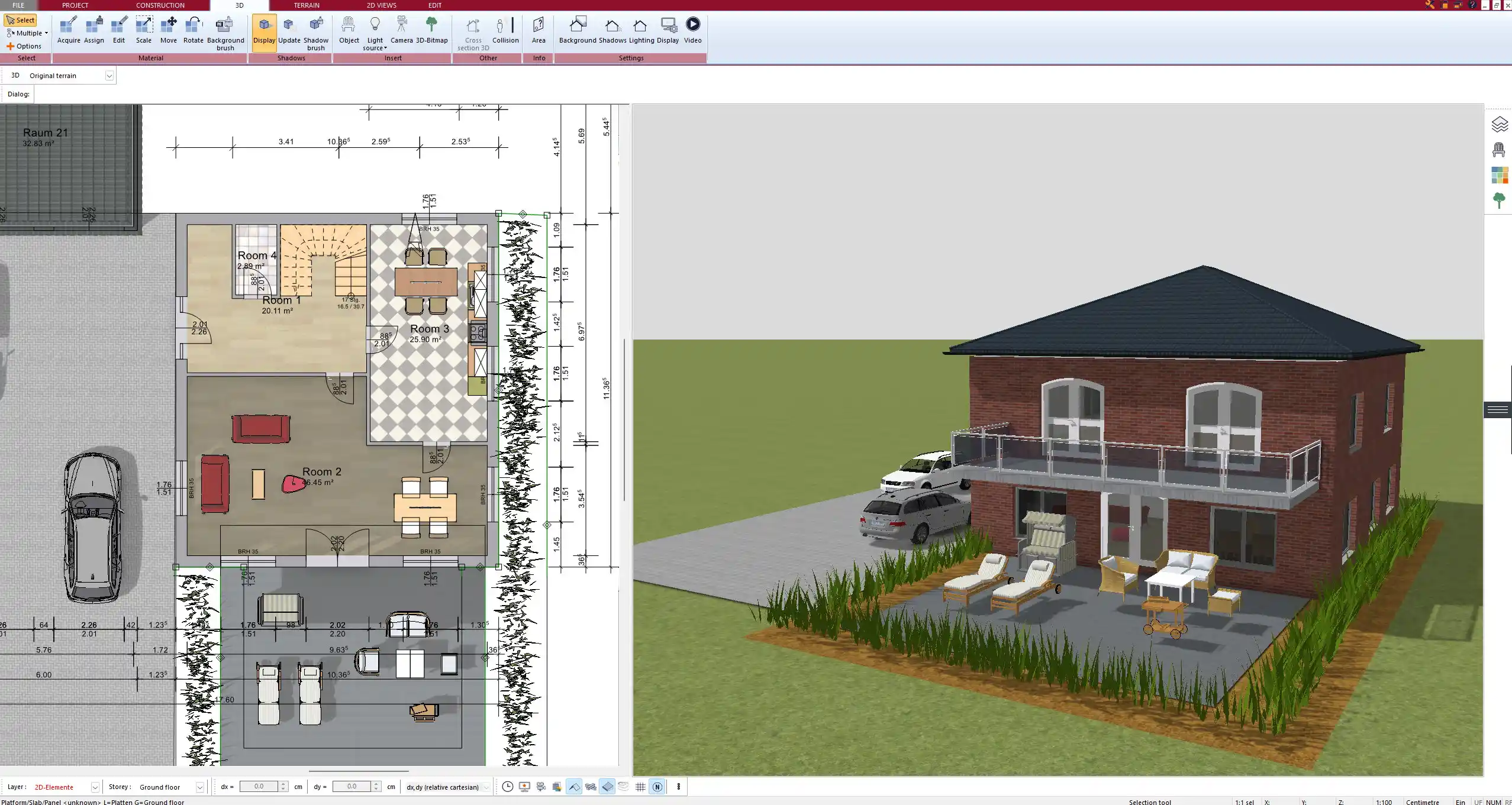 Floor plan of a traditional chalet layout – created with Plan7Architect