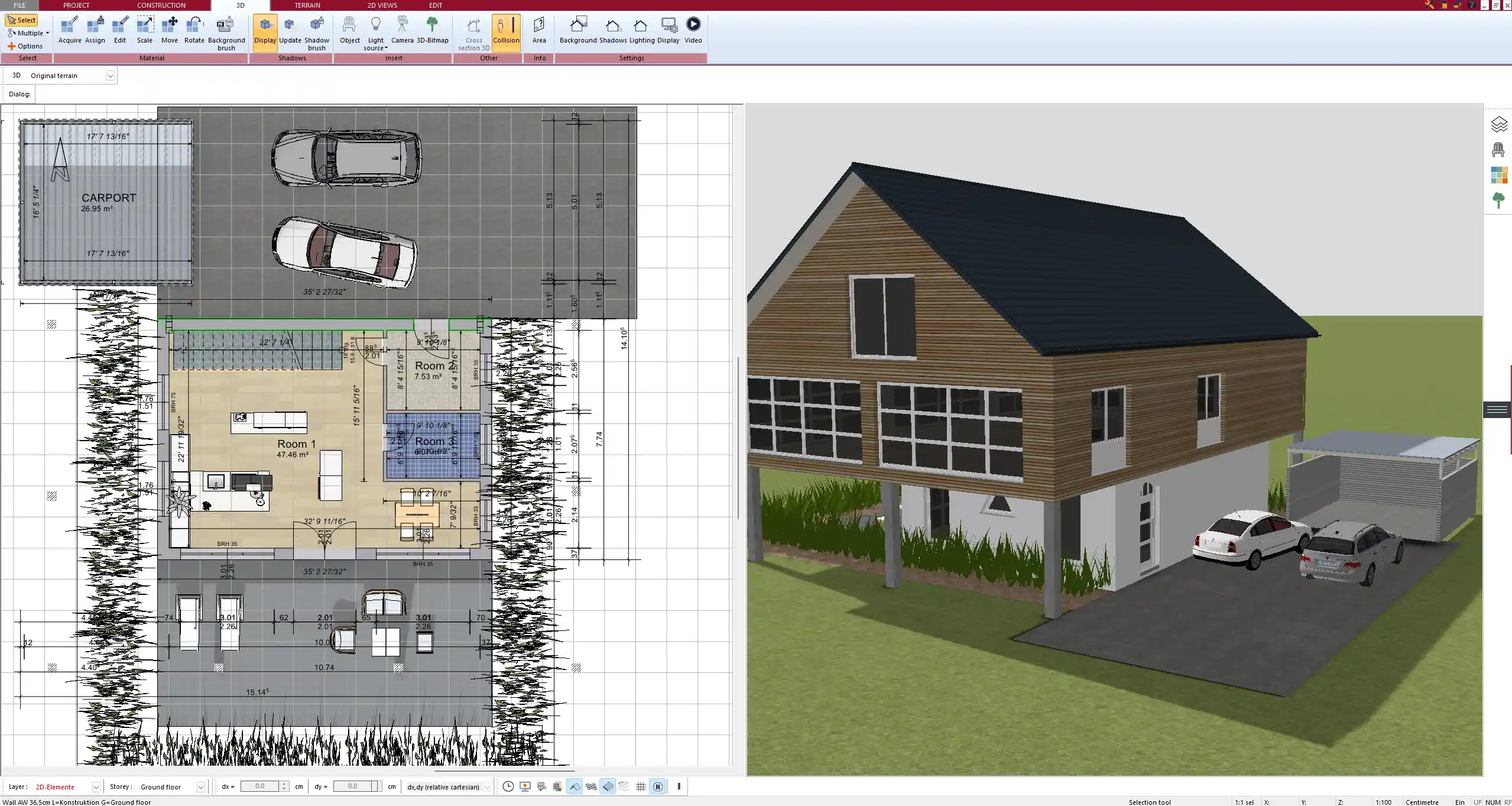 Floor plan of a turnkey house created with Plan7Architect – full 2D layout view