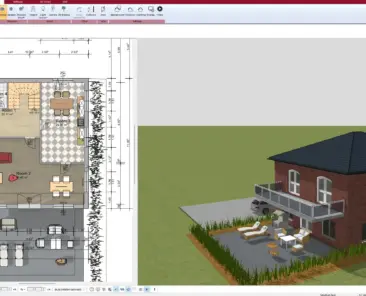 Floor plan of an atrium house created with Plan7Architect – central courtyard clearly visible in 2D layout