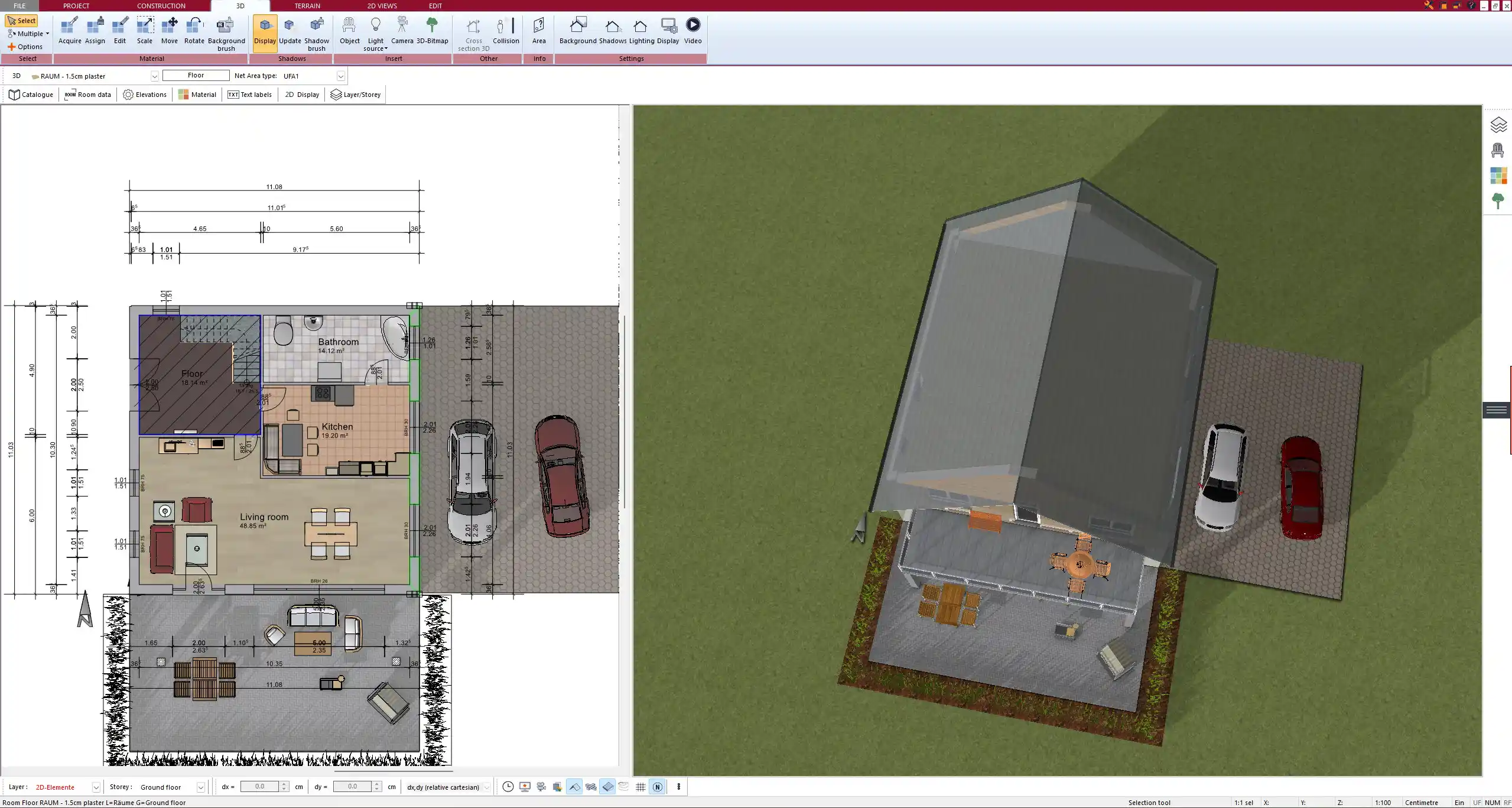 Floor plan of an attic apartment created with Plan7Architect in 2D view