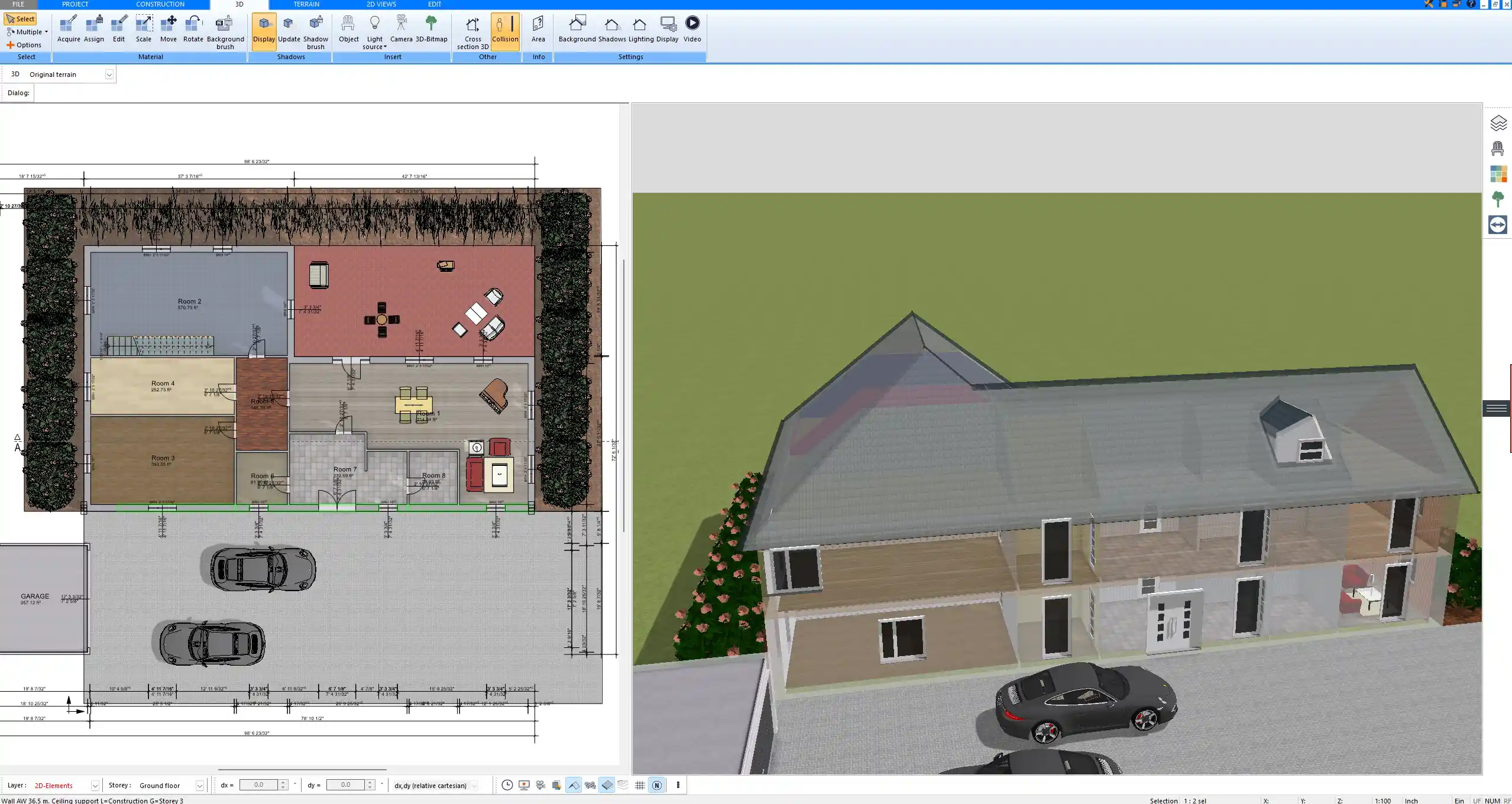 Full exterior view of a two-story country house designed in Plan7Architect