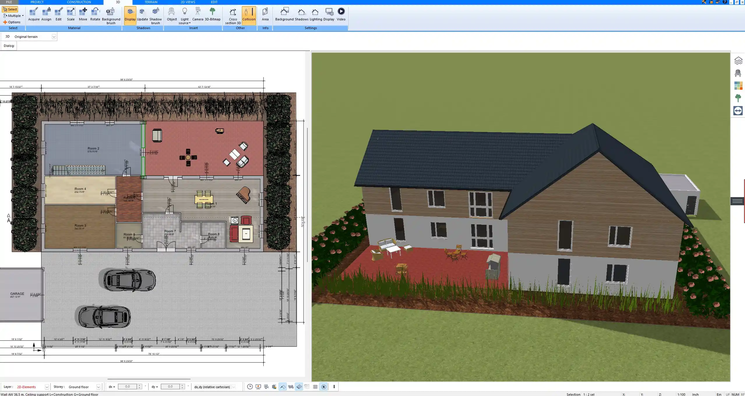 Full ground floor plan of a timber frame building designed with Plan7Architect software