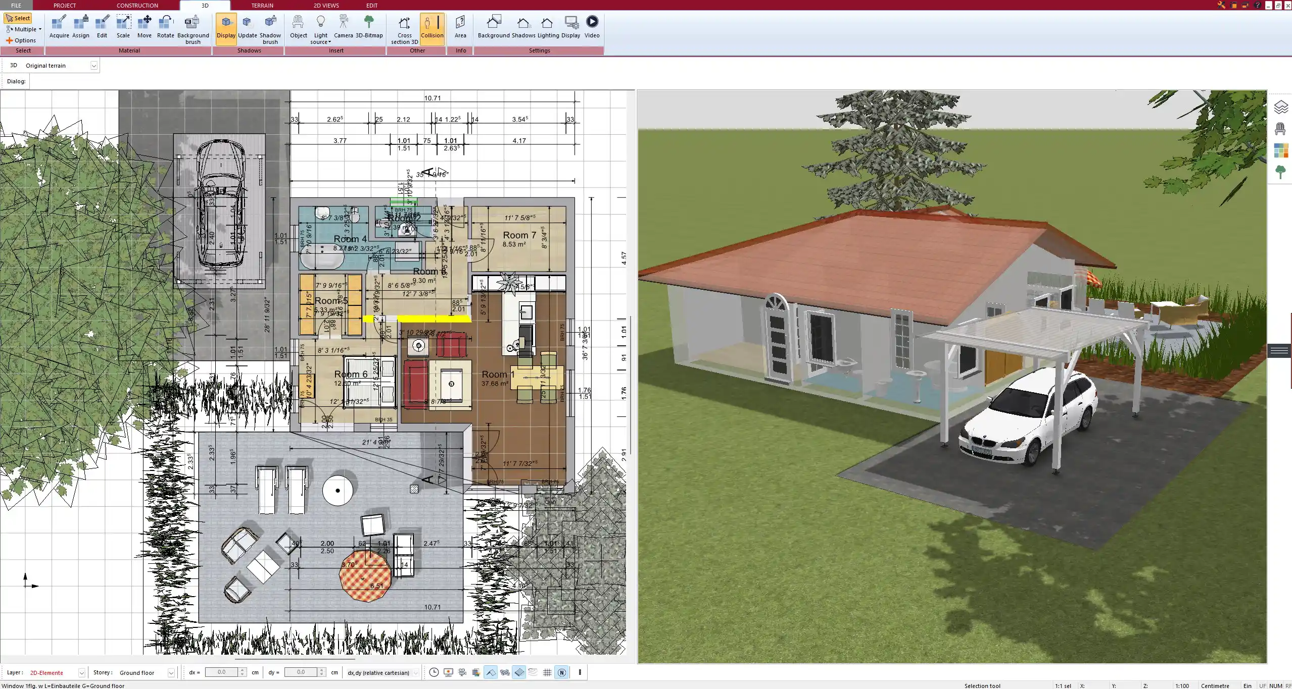 Full renovation concept combining old structure and new elements, created with Plan7Architect