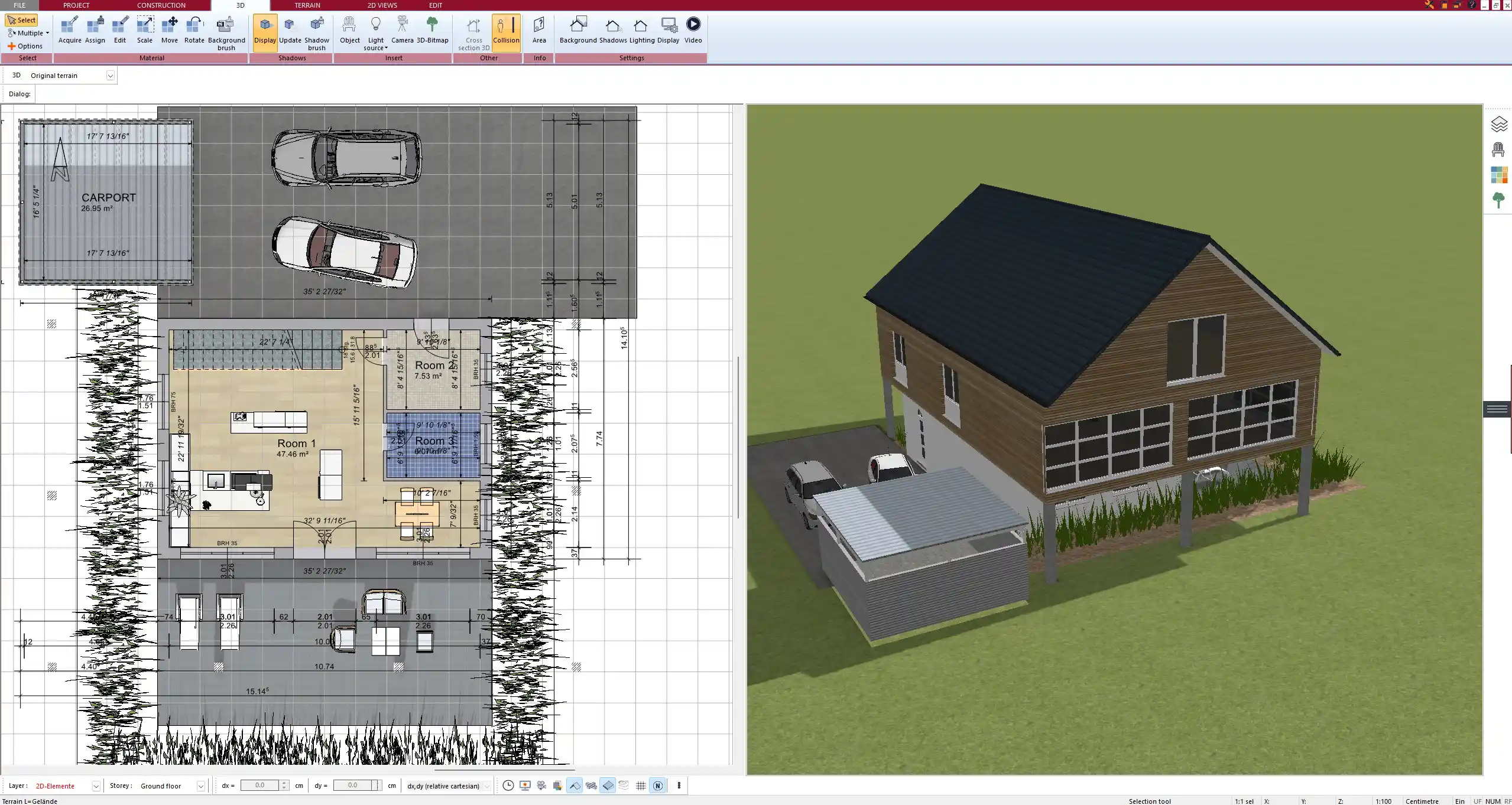 Integrated side rooms – tack room, lounge, and wash bay planned in Plan7Architect