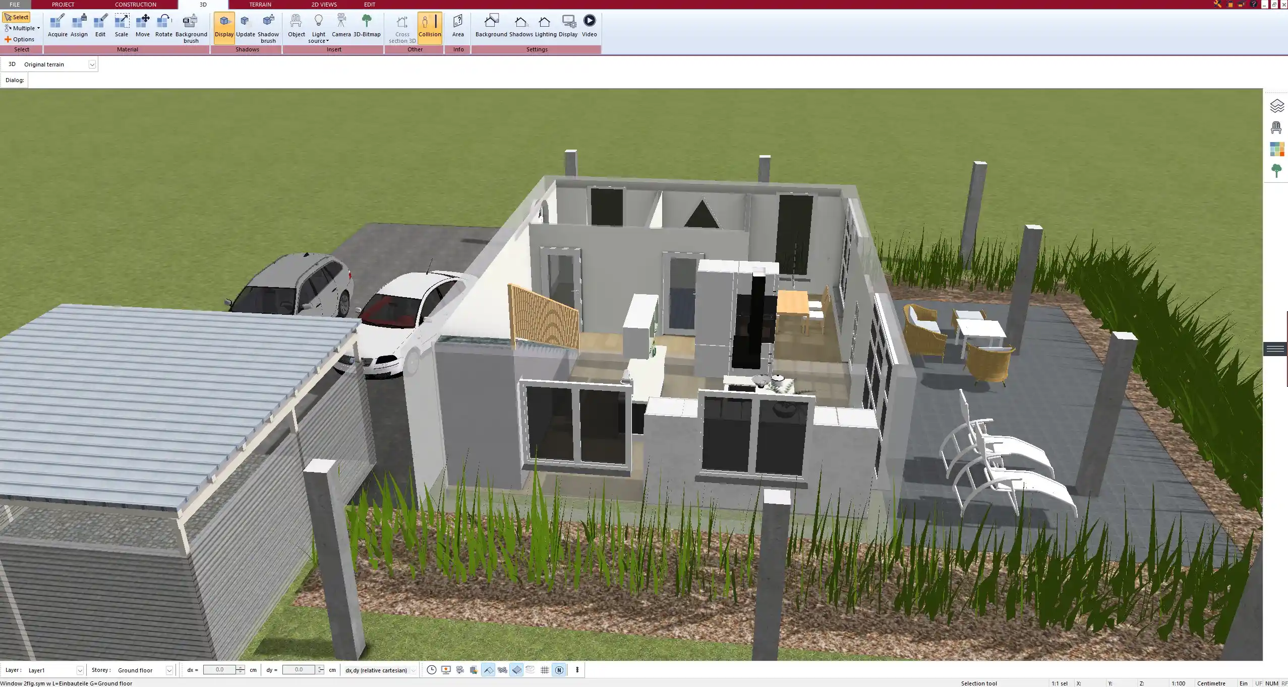 Interior design visualization created using Plan7Architect’s built-in furniture and material tools