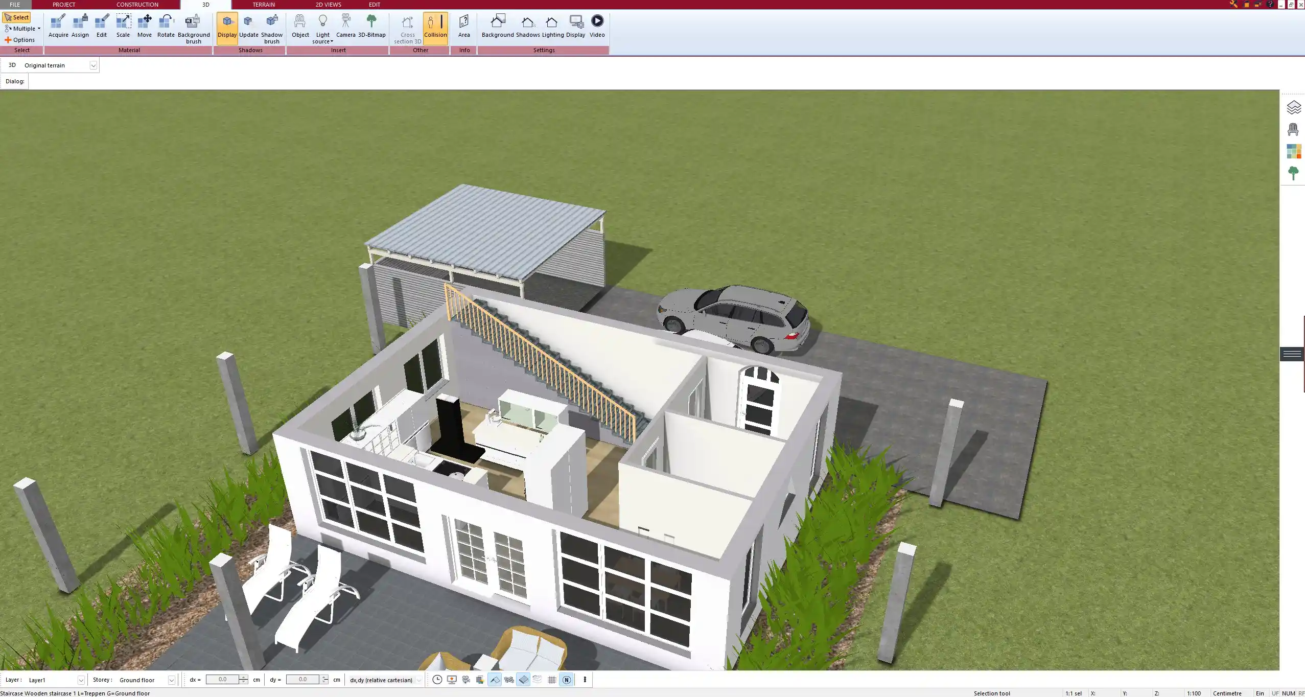 Interior furnishing and lighting simulation created using Plan7Architect