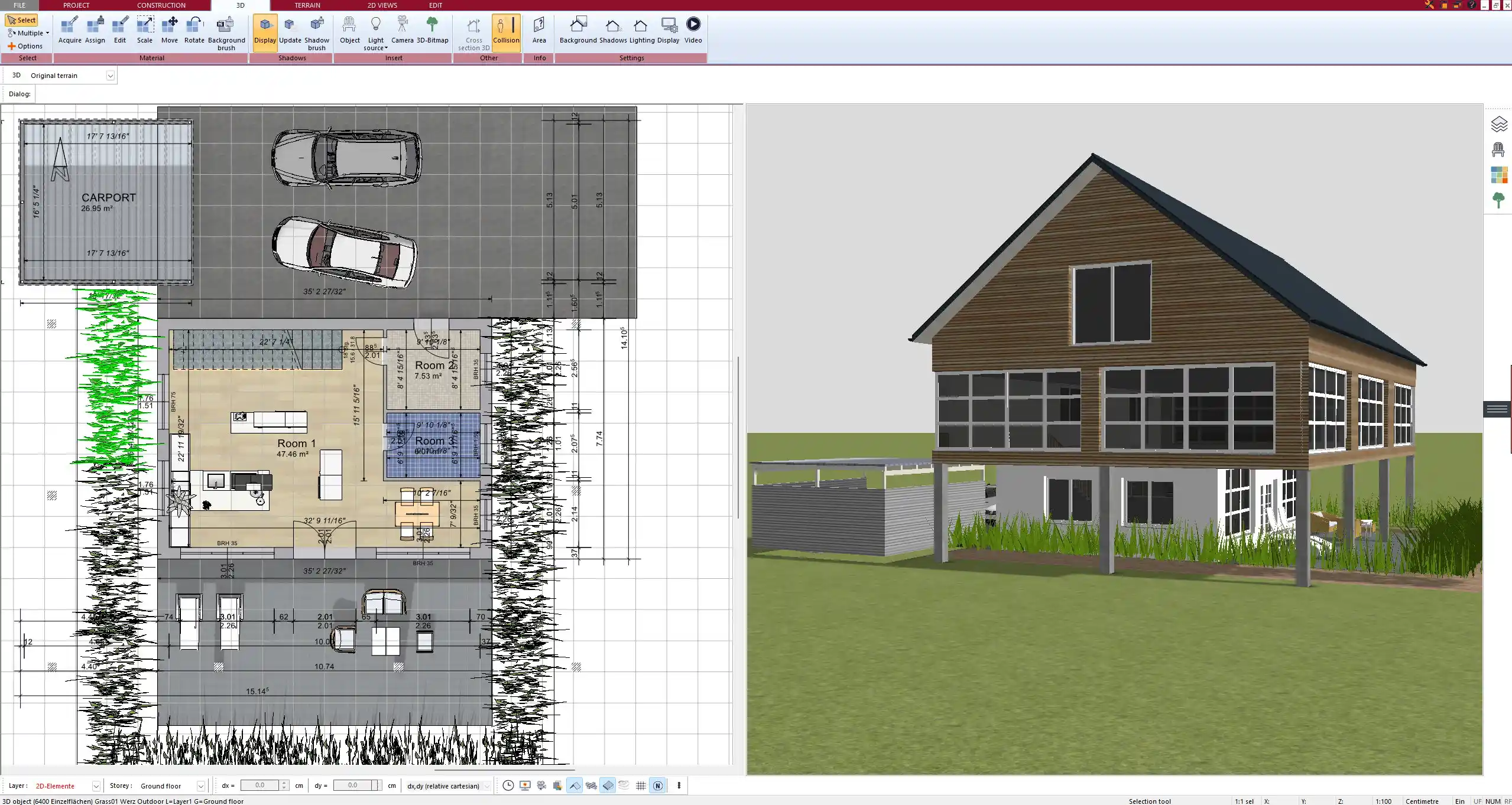 Layer management in Plan7Architect separating demolition and new construction