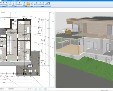 Living room layout planned with Plan7Architect – showing custom wall positions and furniture placement