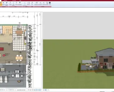 Log cabin floor plan created in Plan7Architect – showing a spacious open-concept layout with visible log walls