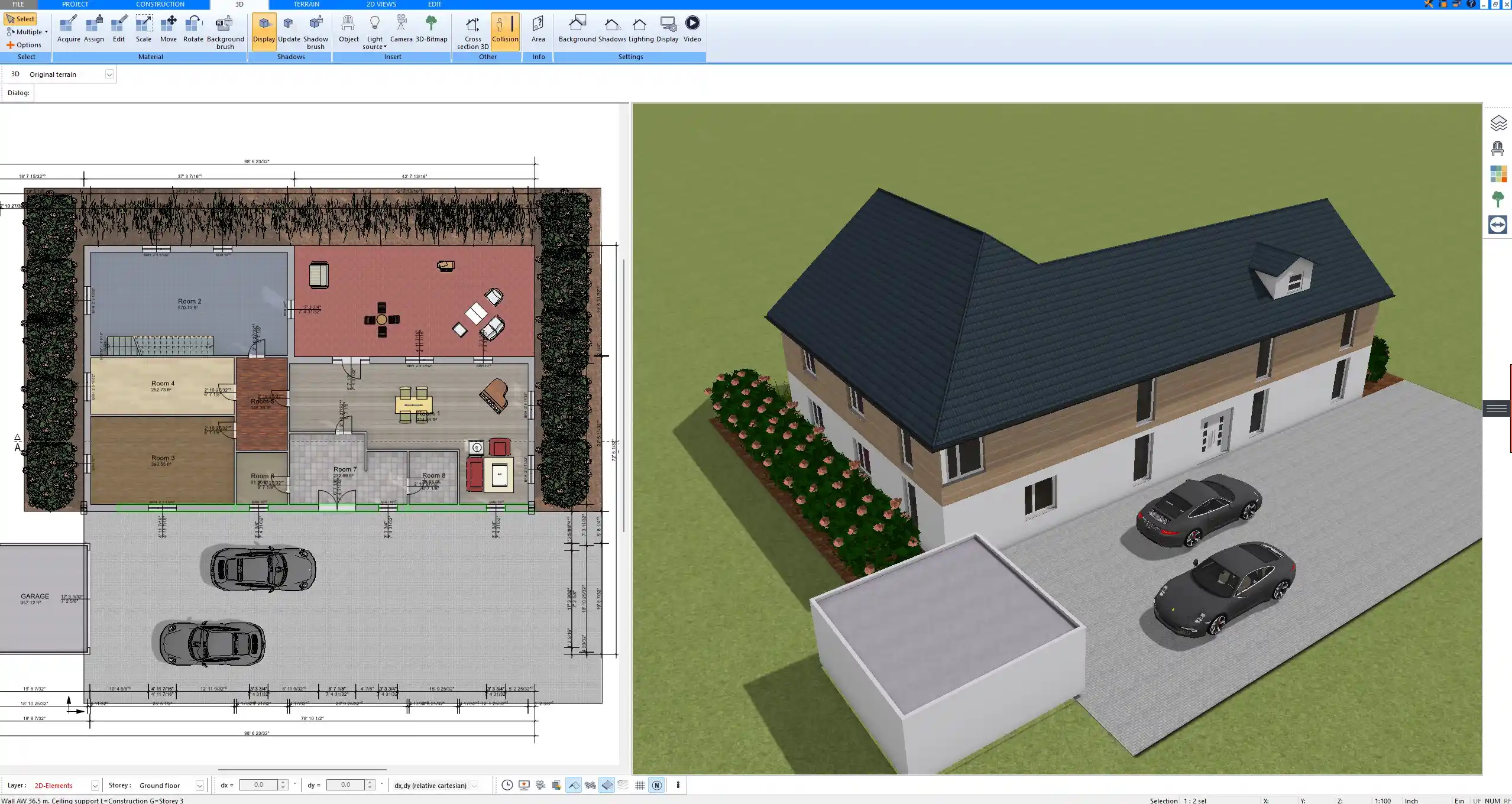 Material and tool storage zones visualized in 3D with Plan7Architect