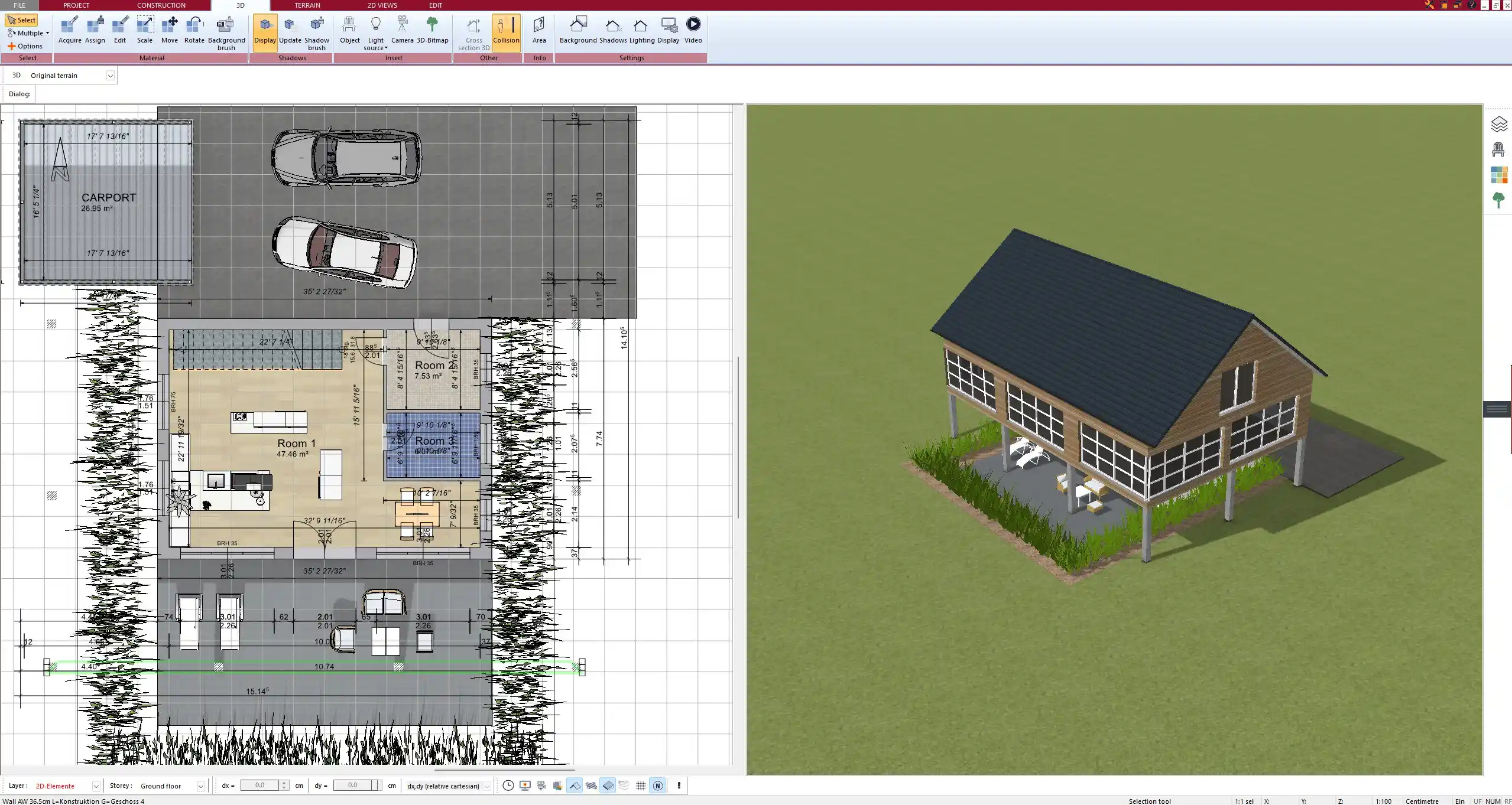 Modular home floor plan designed with Plan7Architect – detailed 2D layout of all rooms and walls