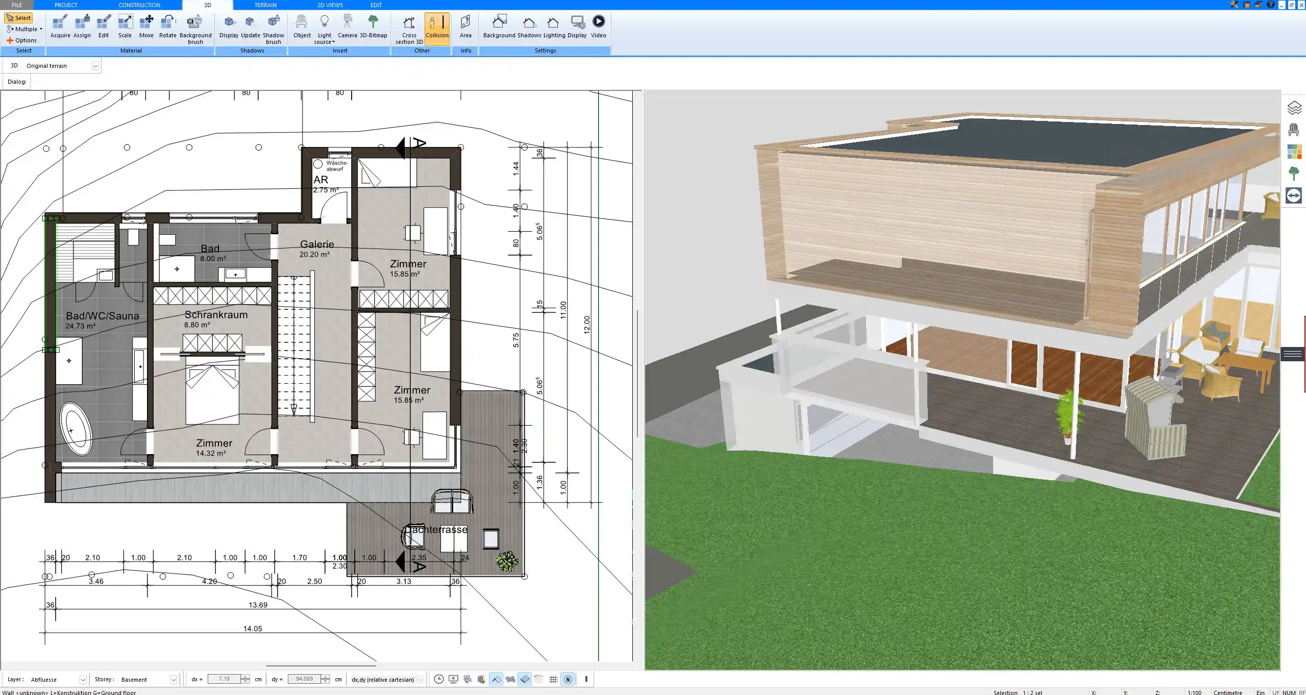 Multi-Level House Project Rendered in Plan7Architect