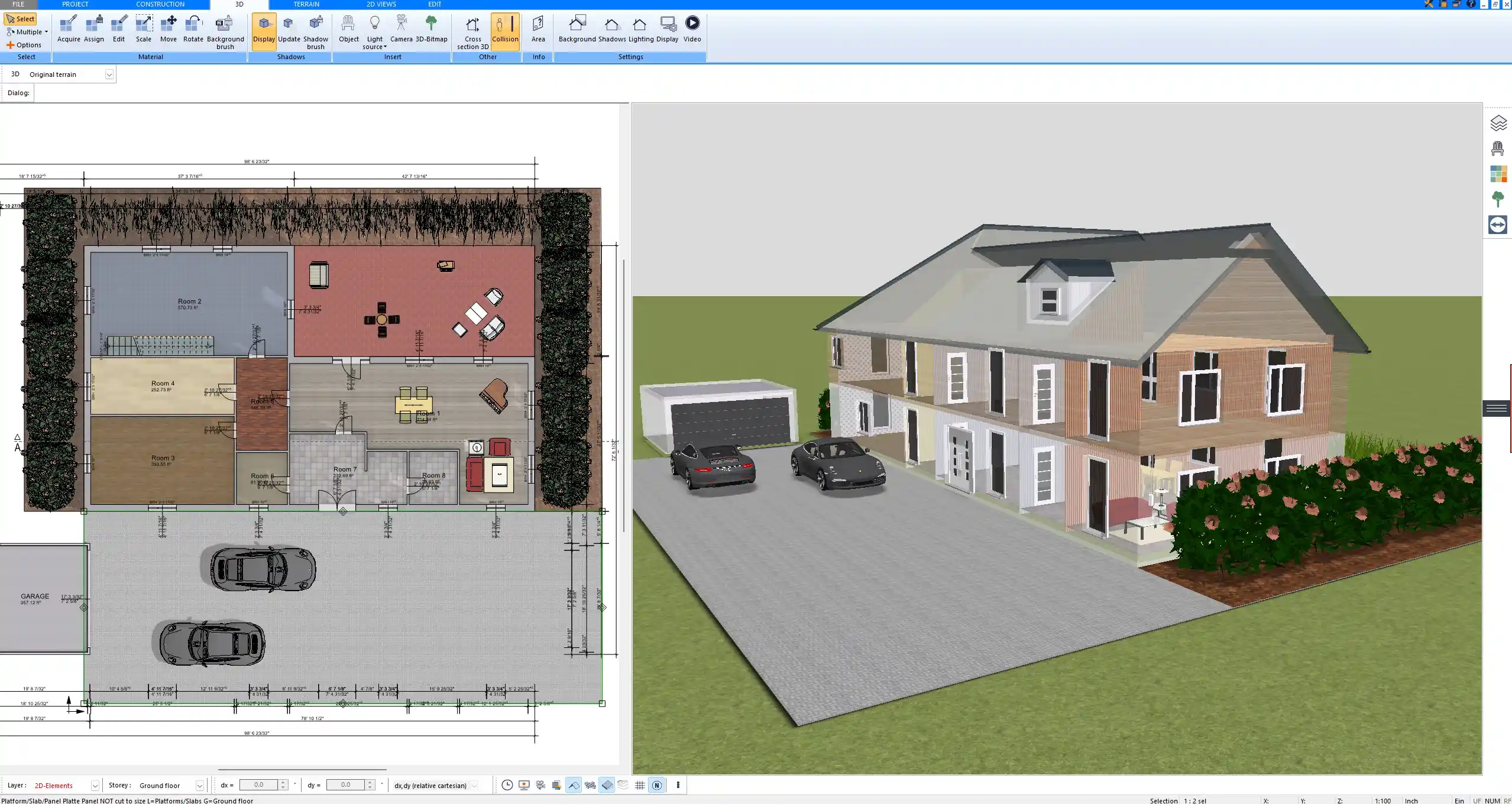 Multi-level design of a countryside family home — developed using Plan7Architect software