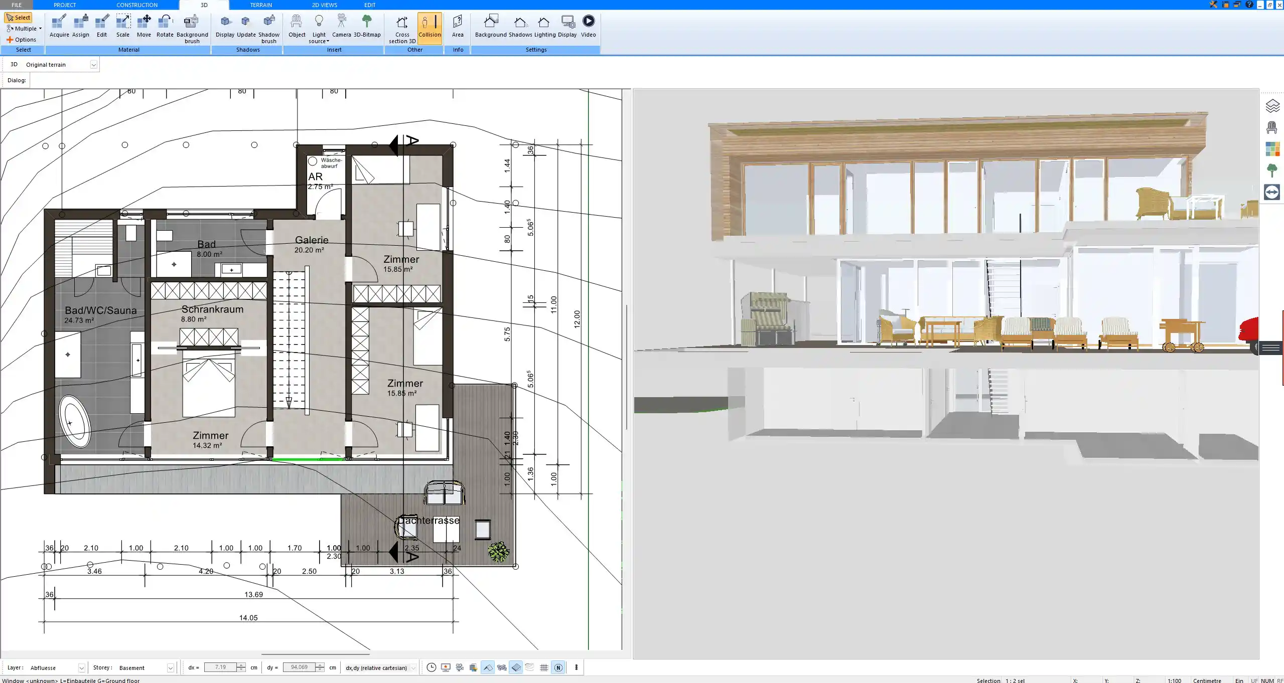 Multi-level penthouse concept including rooftop lounge – created with Plan7Architect