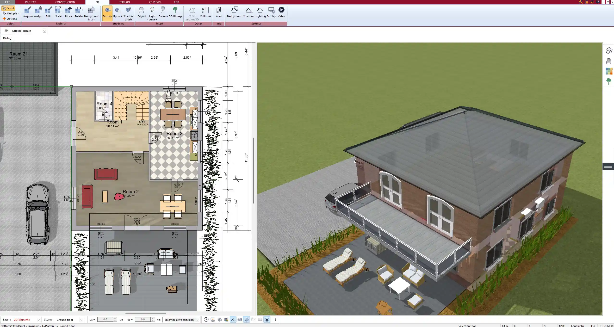 Penthouse roof terrace design created with Plan7Architect