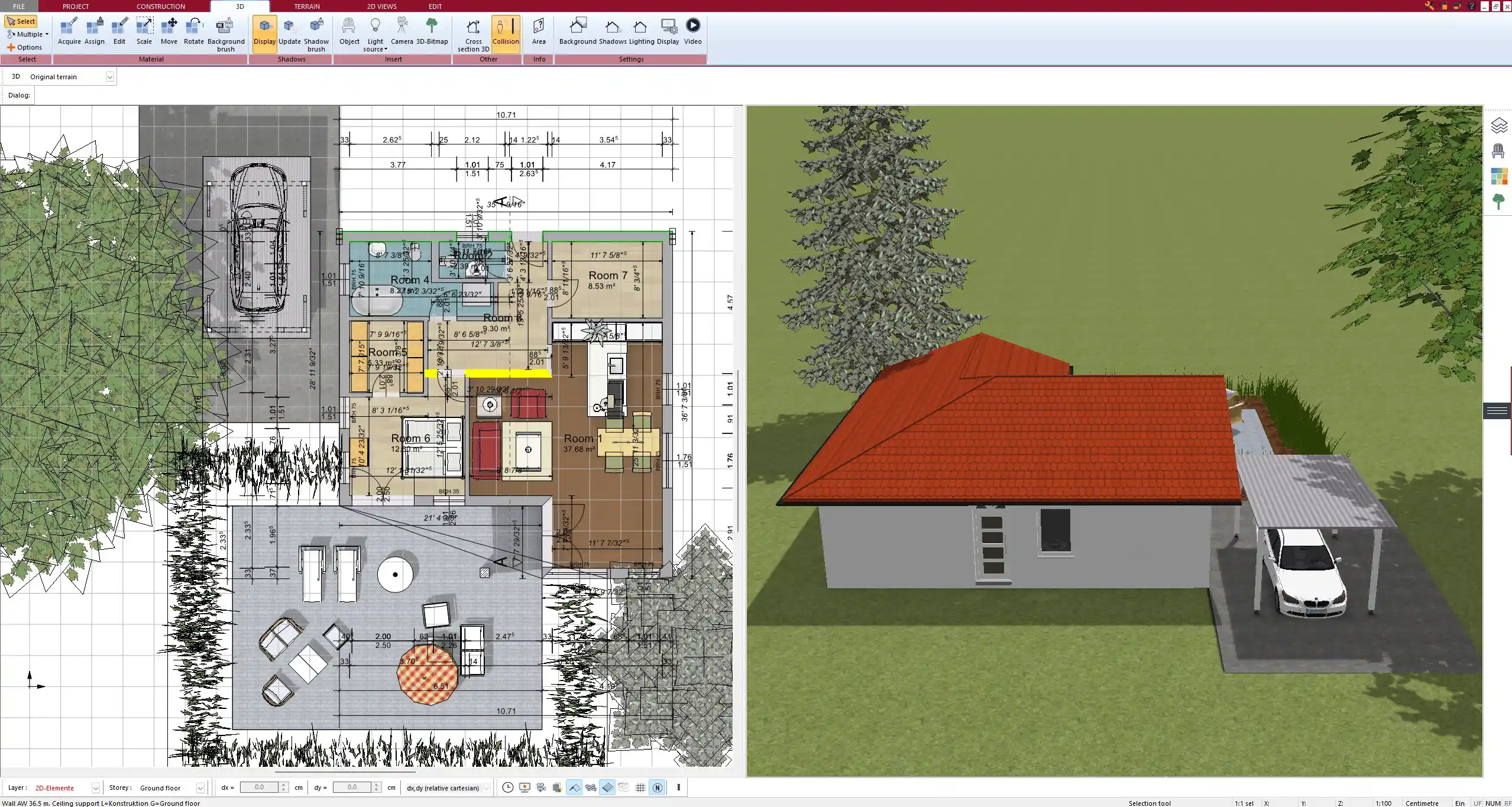 Placing doors and windows with drag-and-drop tools in Plan7Architect