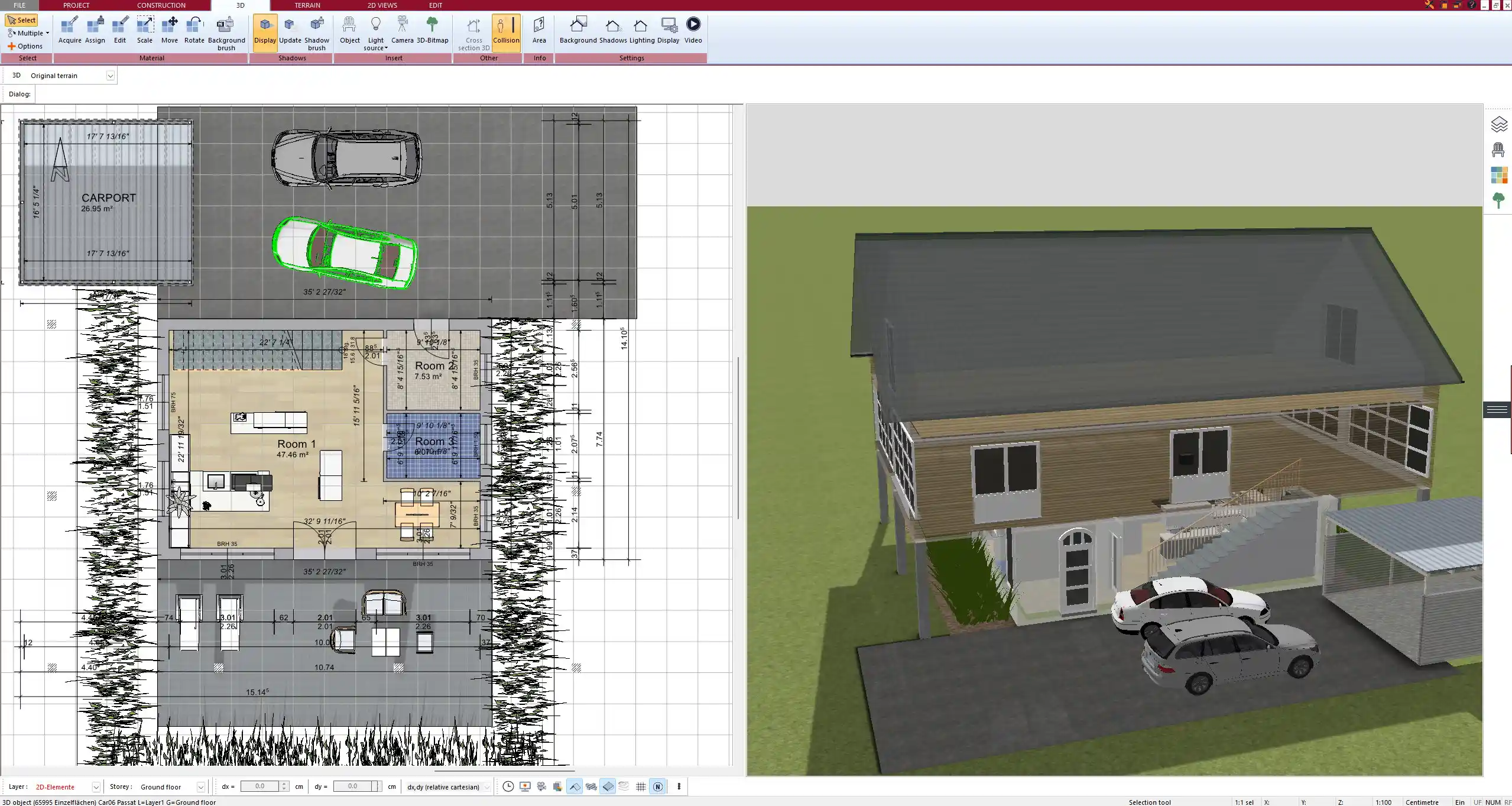Plan7Architect project Realistic exterior view with terrain modeling and landscaping