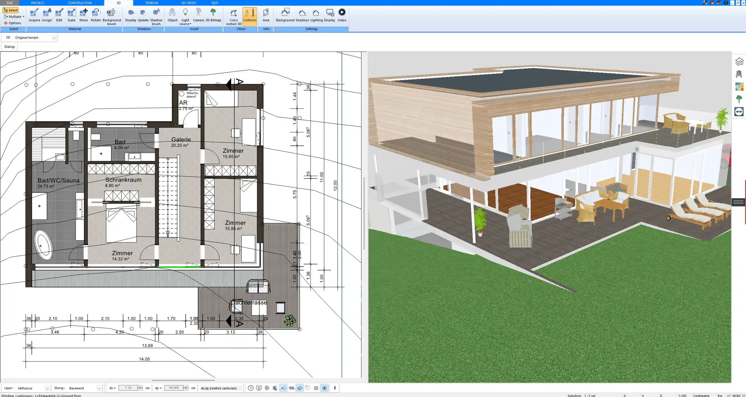 Planned with Plan7Architect Example of an allergy-friendly bedroom layout with smooth flooring and optimized airflow