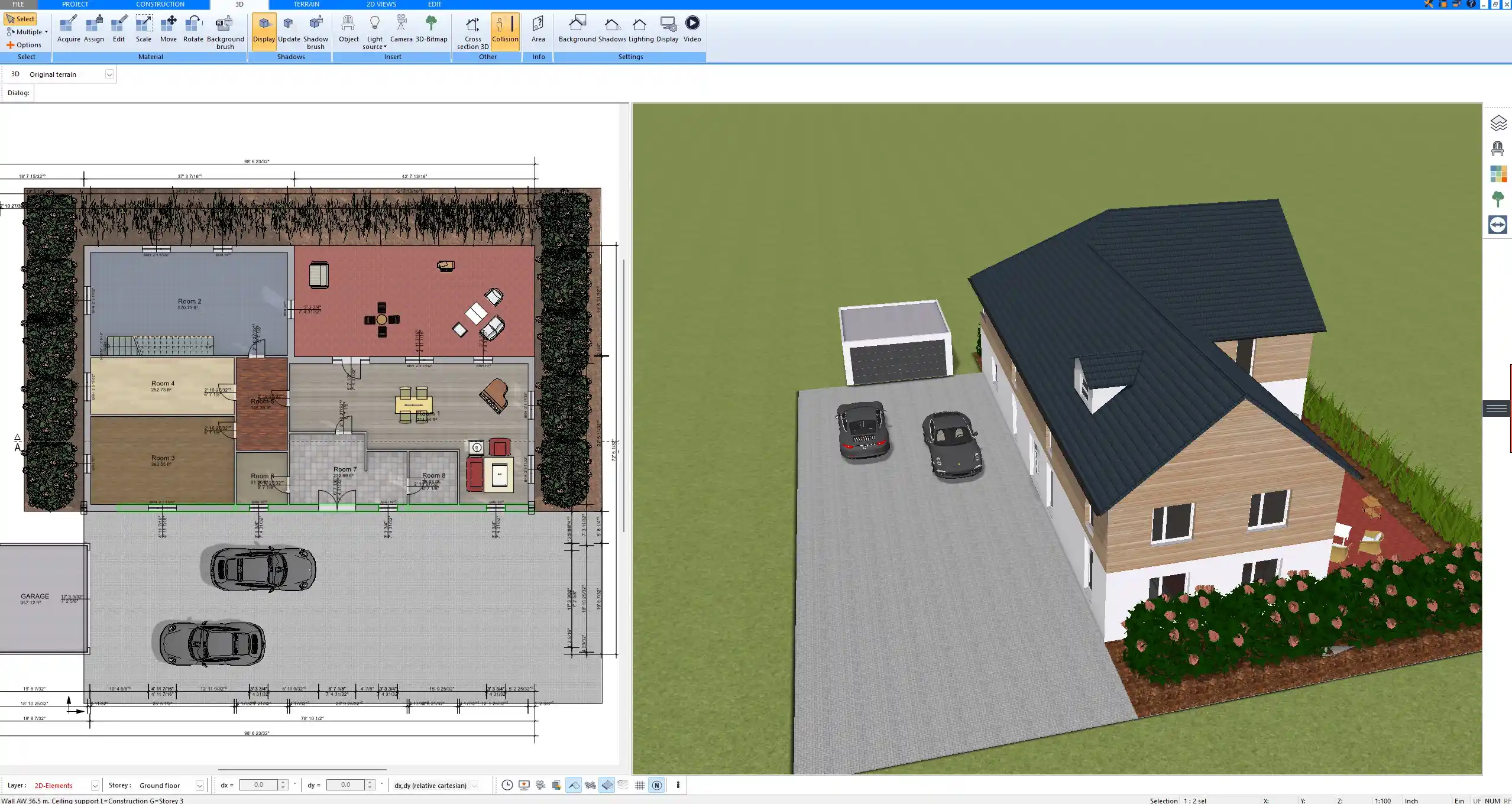 Roof and Terrain Planning in Plan7Architect Software