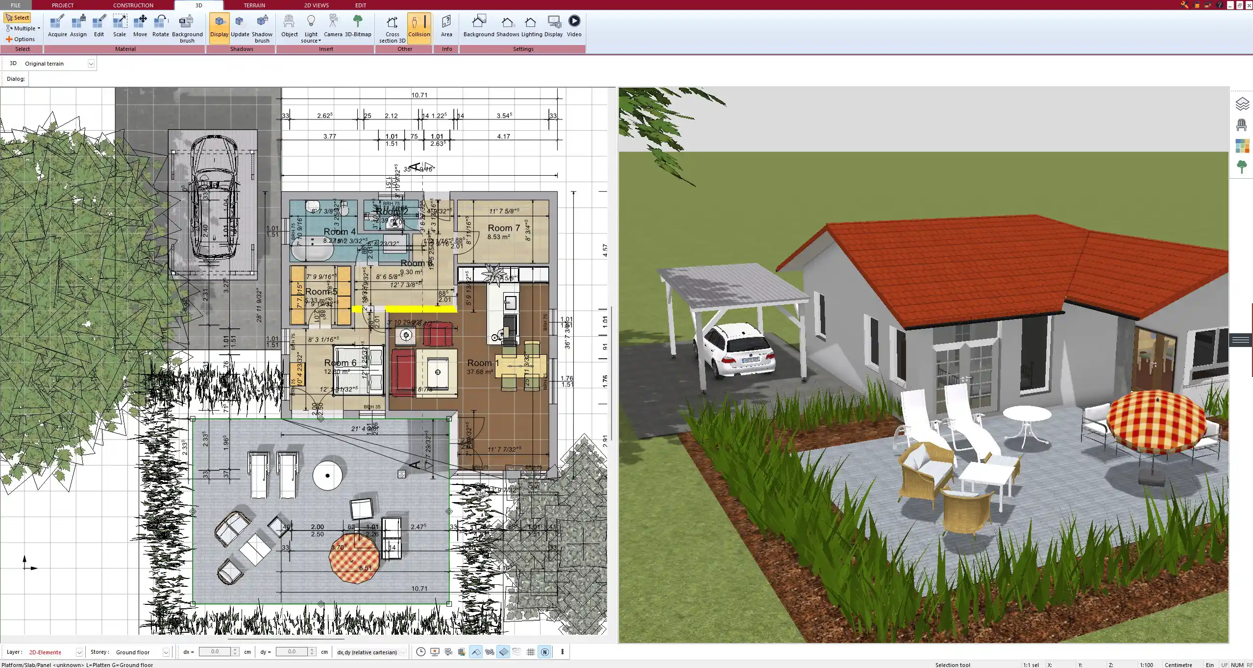 Side-by-side 2D and 3D planning in Plan7Architect – all changes visible instantly