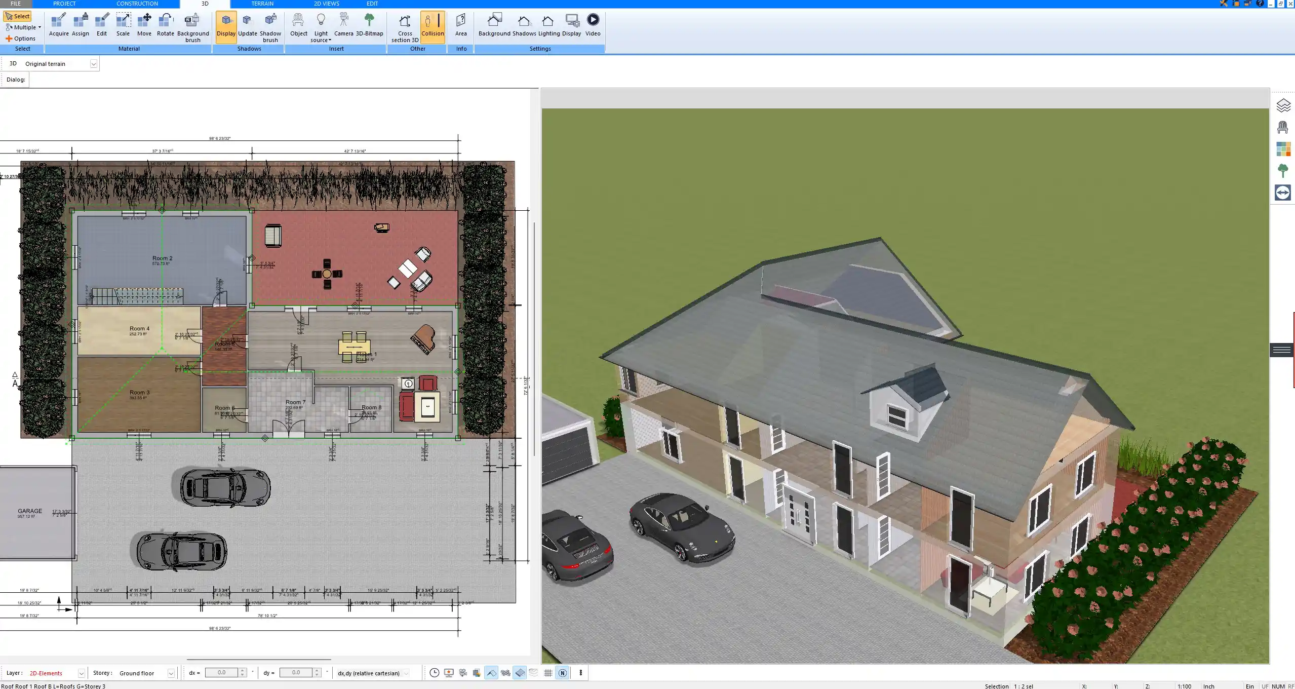SketchUp furniture integration showcased in a luxury kitchen layout using Plan7Architect